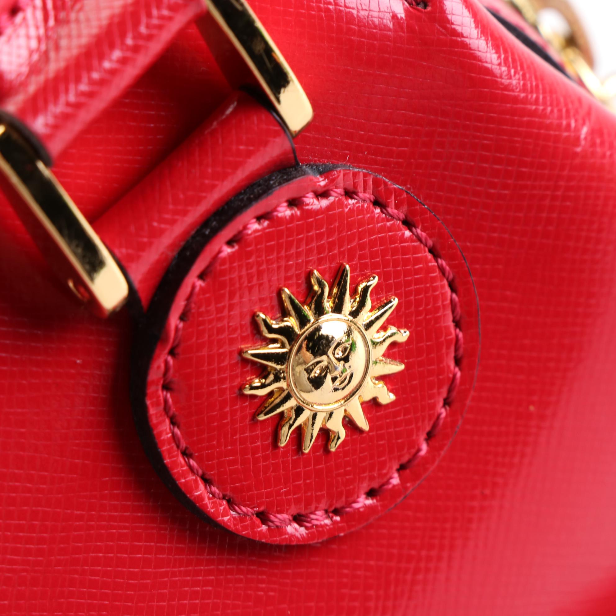 Gianni Versace Sun Logo Mini Handbag in Glazed Leather