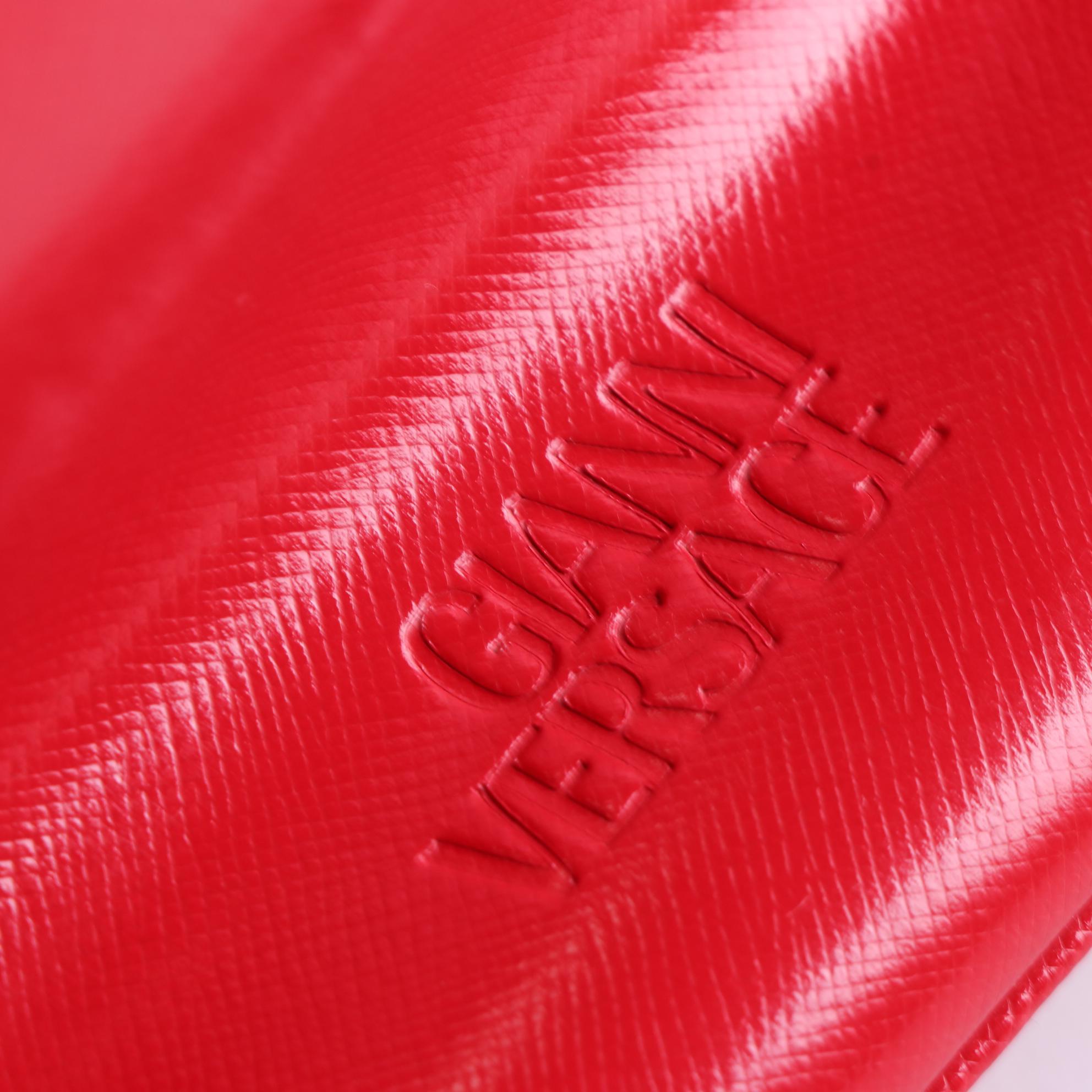 Gianni Versace Sun Logo Mini Handbag in Glazed Leather