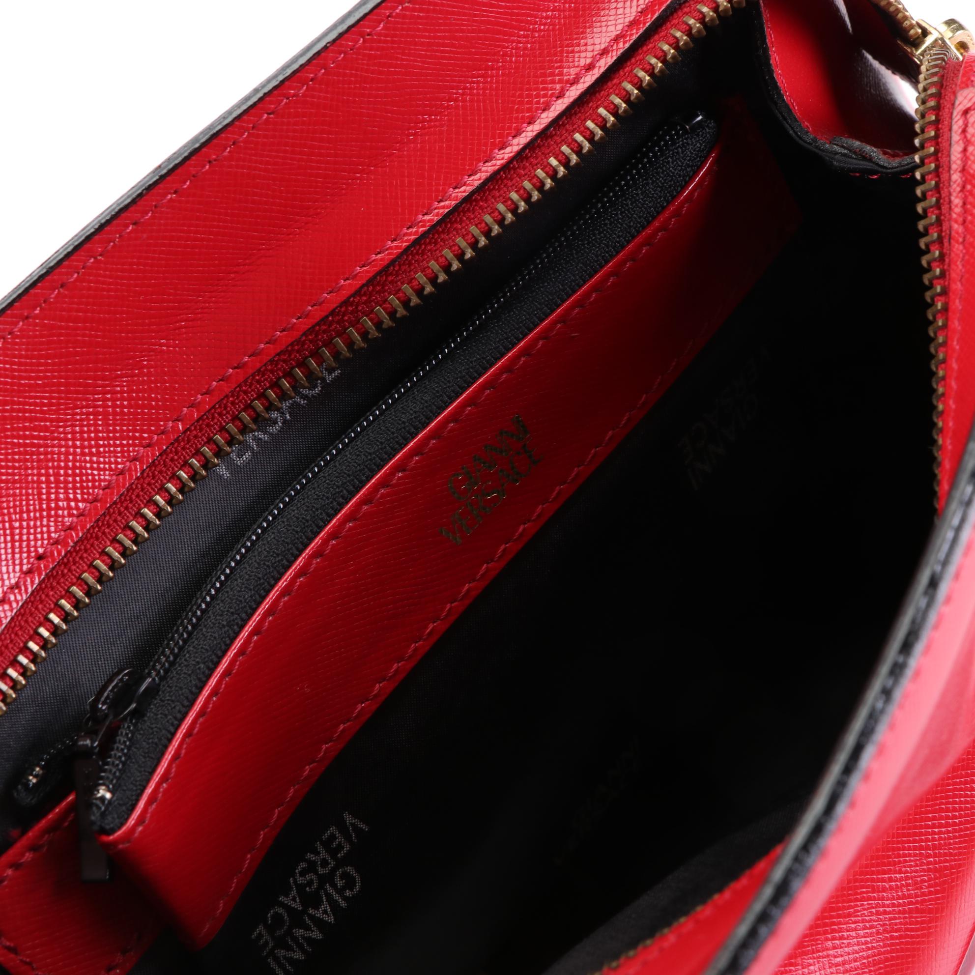 Gianni Versace Sun Logo Mini Handbag in Glazed Leather