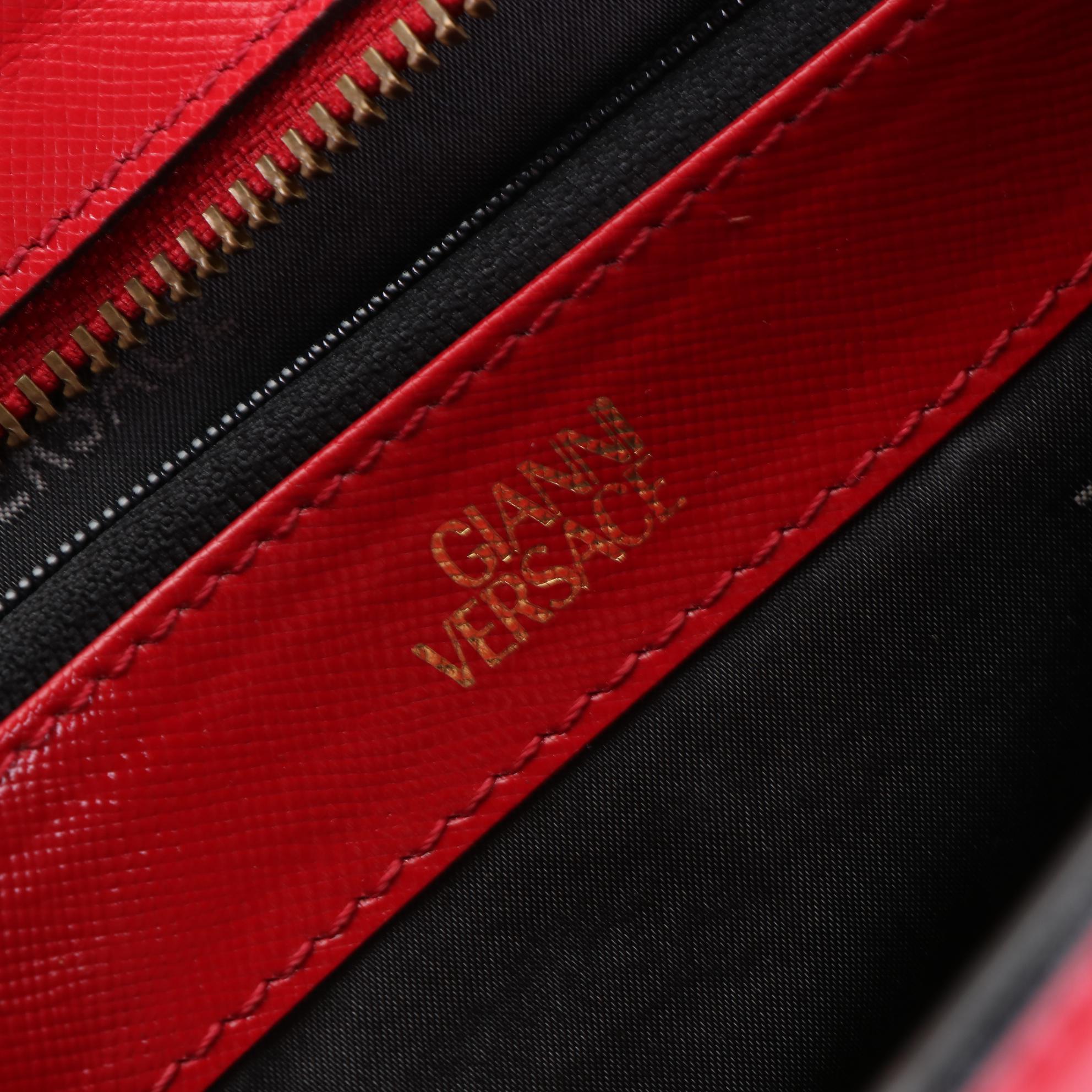 Gianni Versace Sun Logo Mini Handbag in Glazed Leather