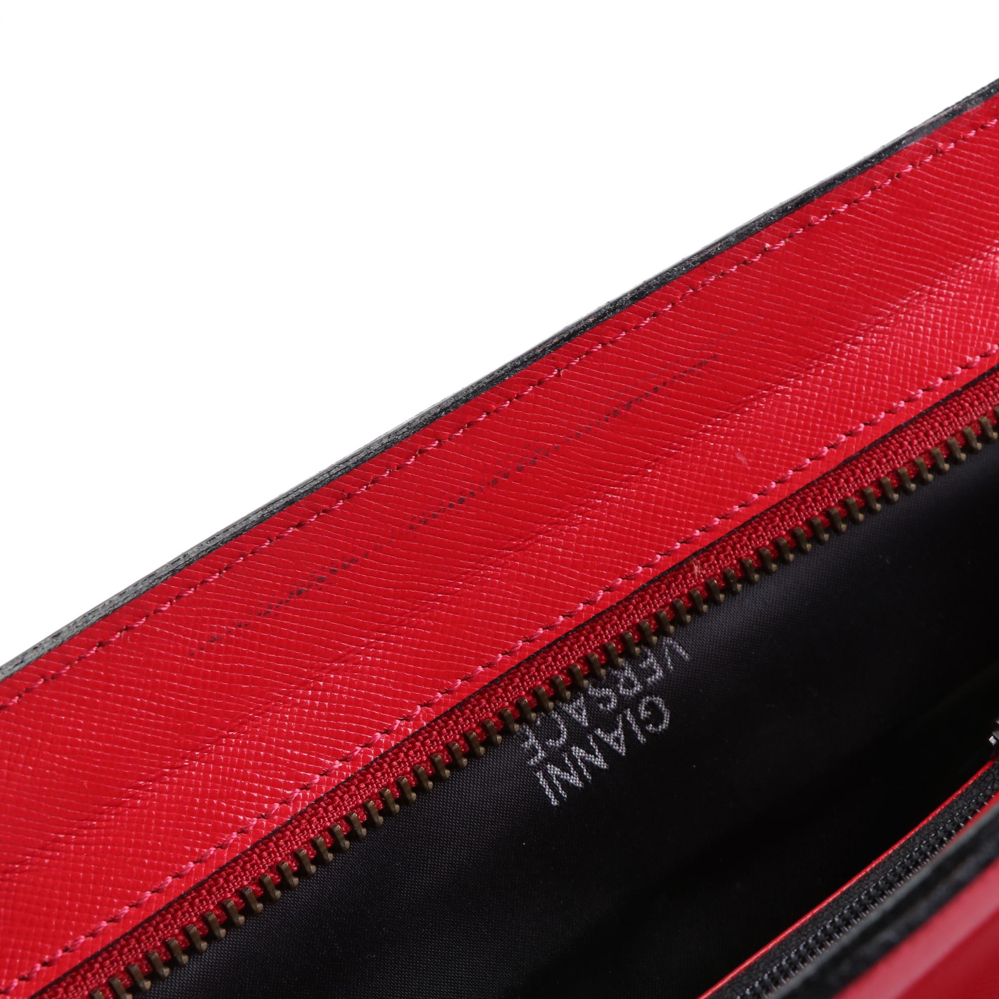 Gianni Versace Sun Logo Mini Handbag in Glazed Leather