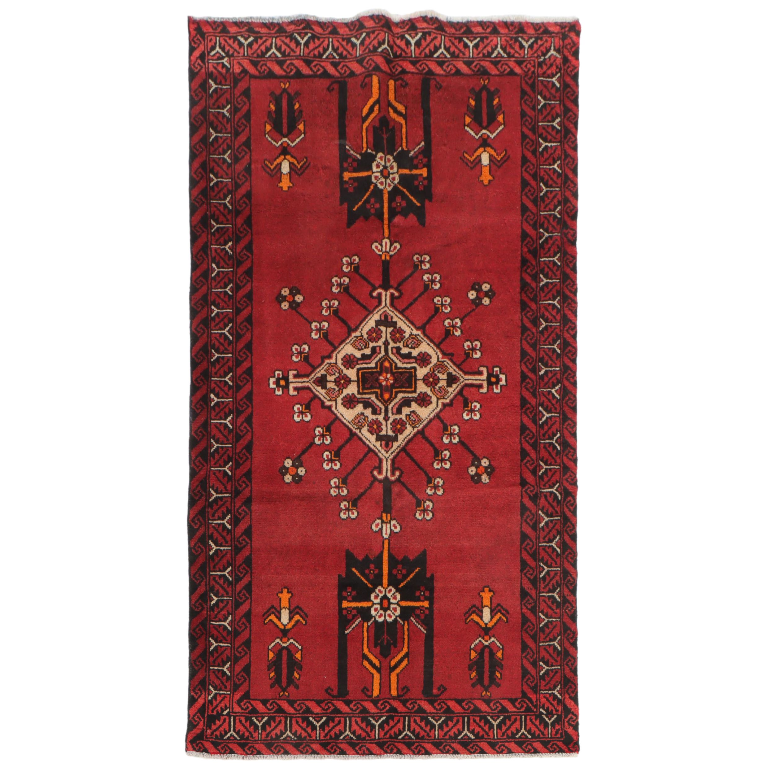 3'9 x 7'1 Hand-Knotted Afghan Baluch Area Rug