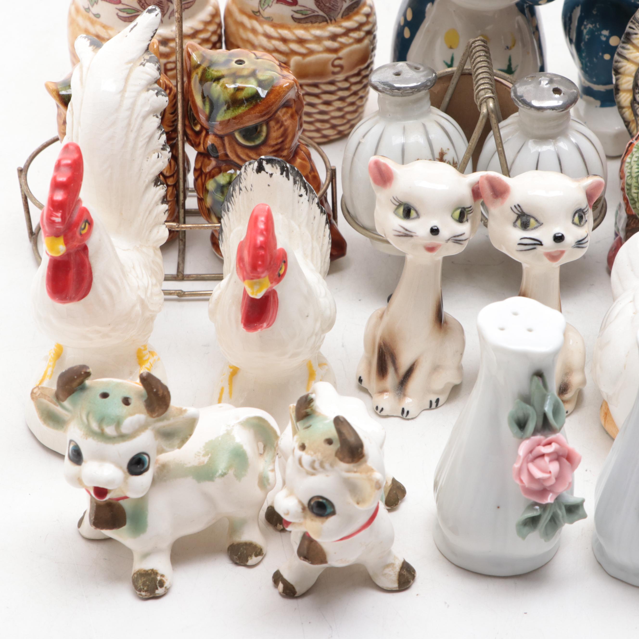 Japanese Ceramic Figural and Salt and Pepper Shakers, Mid to Late 20th Century