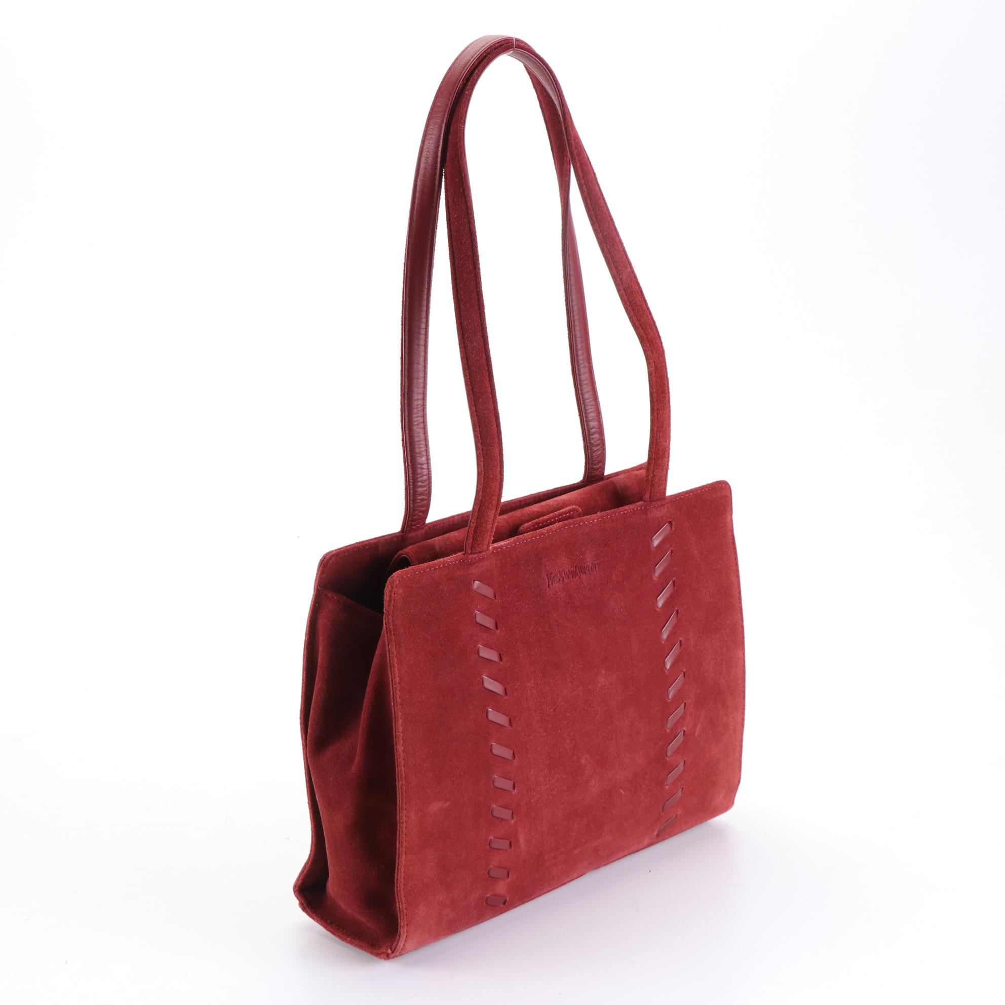 Yves Saint Laurent Shoulder Bag in Suede with Leather Trim
