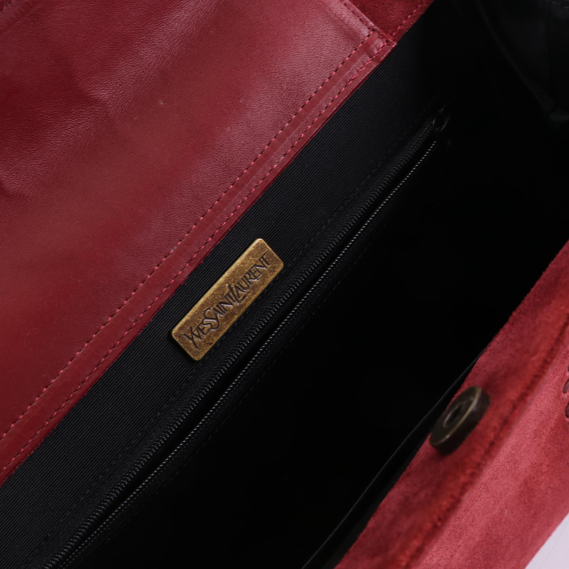 Yves Saint Laurent Shoulder Bag in Suede with Leather Trim