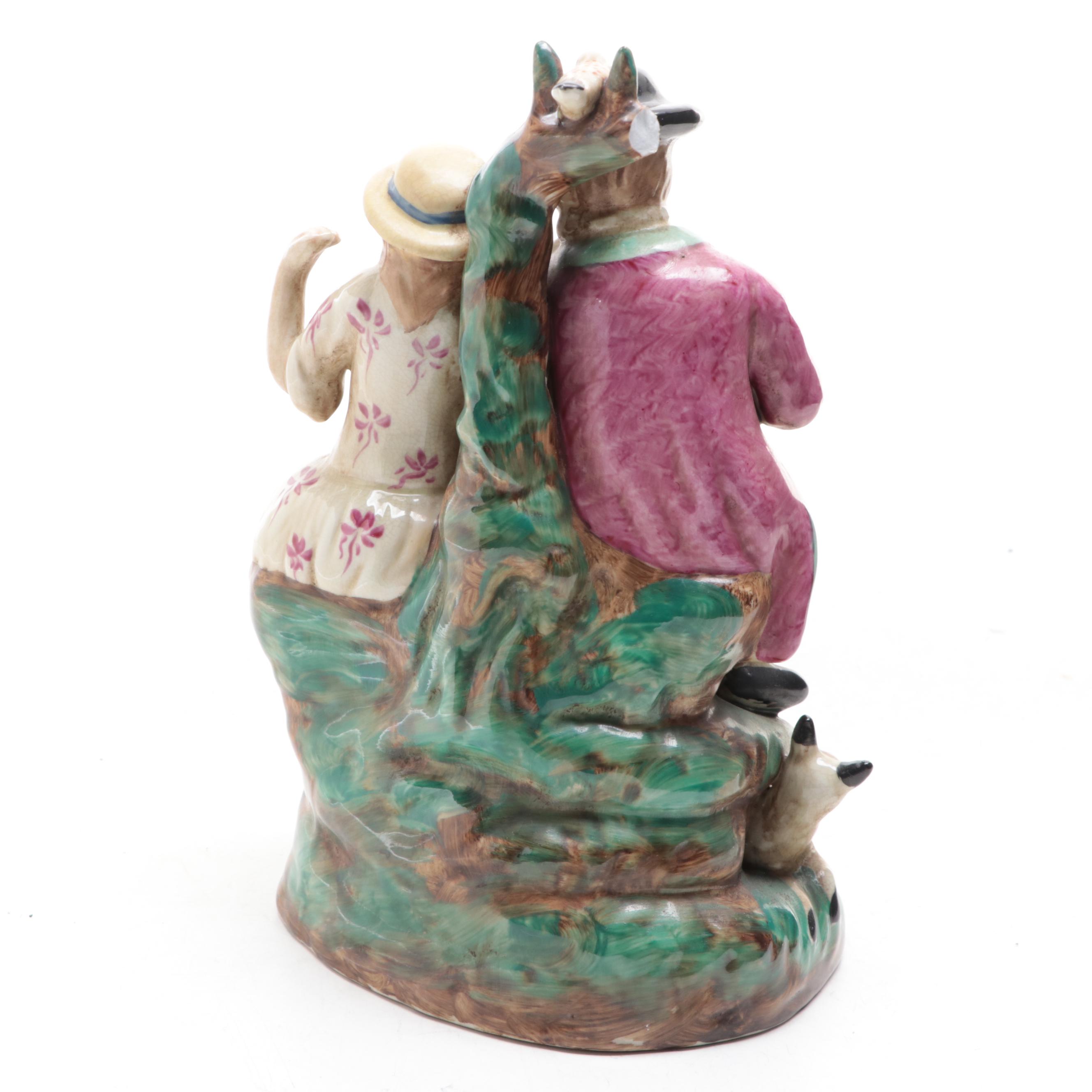 English Pearlware Style Shepherd and Shepherdess Figural Group, 20th Century