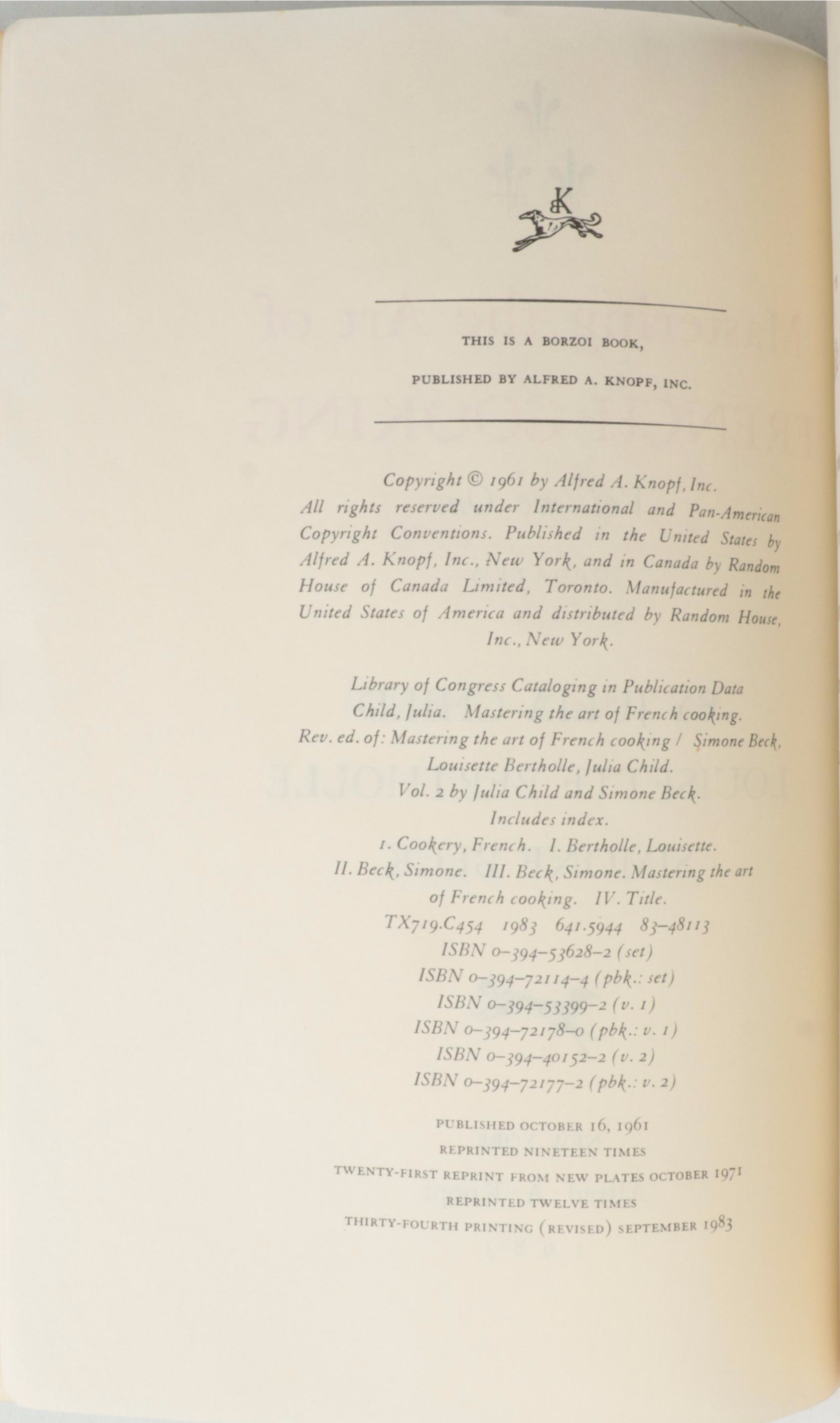 "Mastering the Art of French Cooking" Vols I and II by Julia Child and More