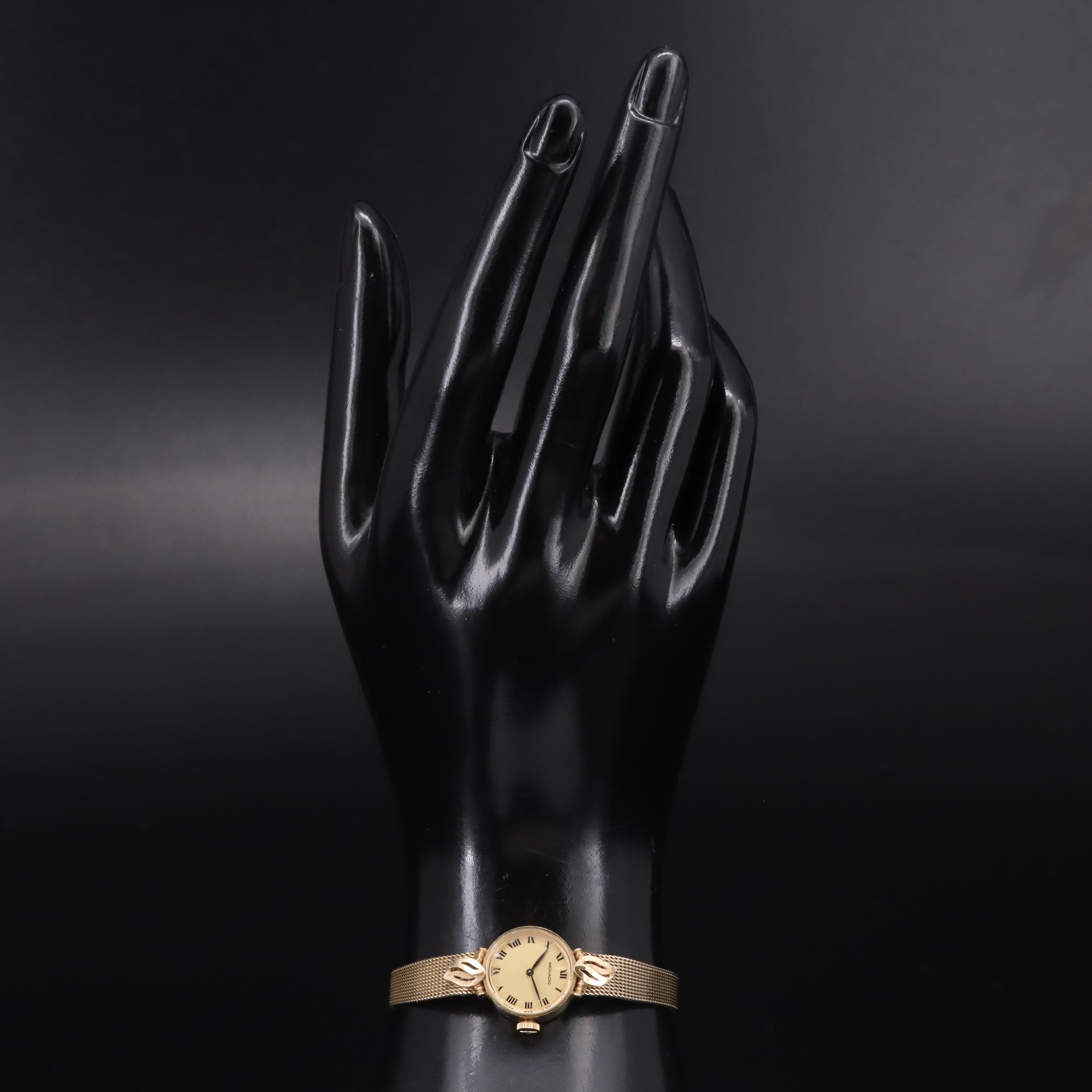 14K Movado Swiss Stem Wind Watch with Gold-Filled Band