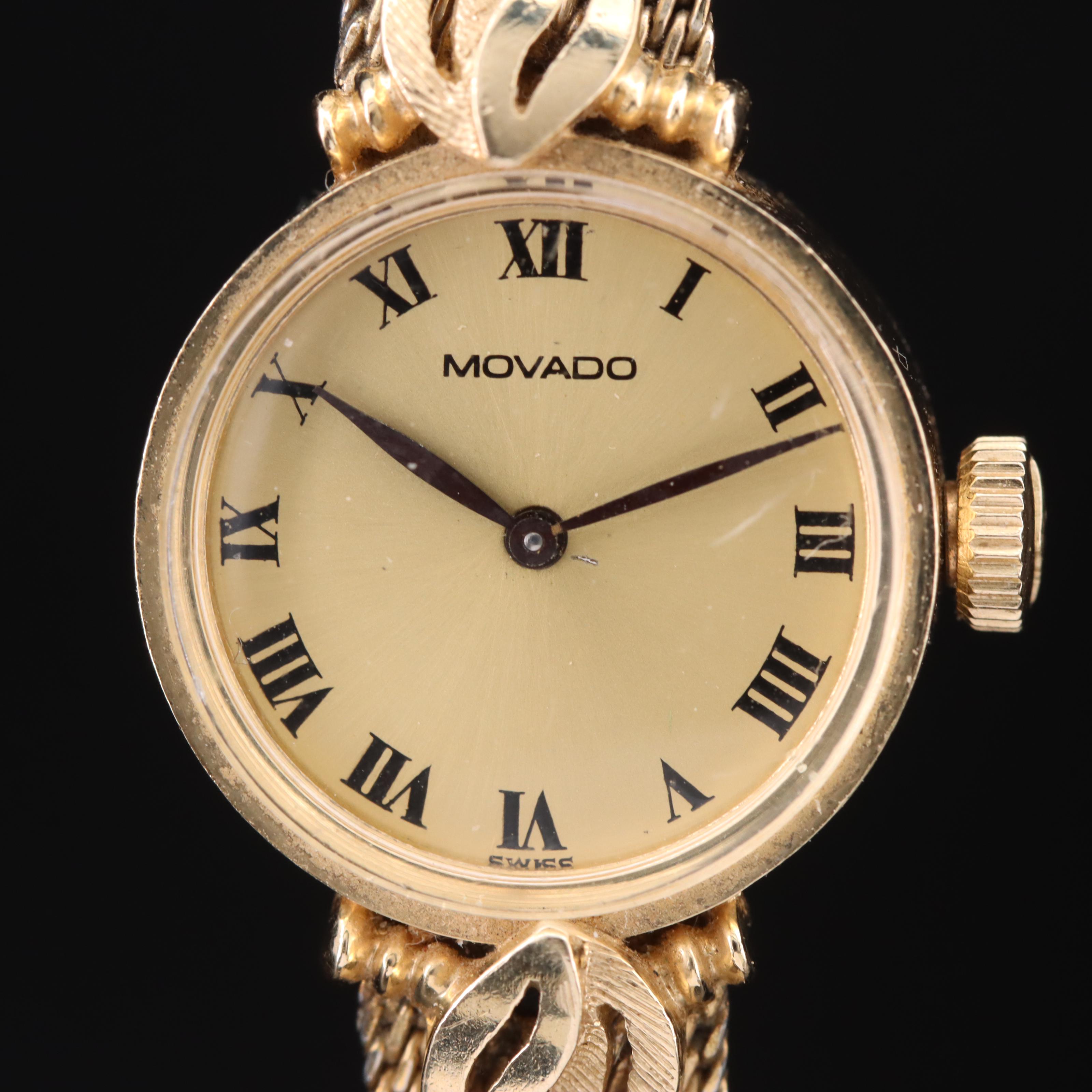 14K Movado Swiss Stem Wind Watch with Gold-Filled Band