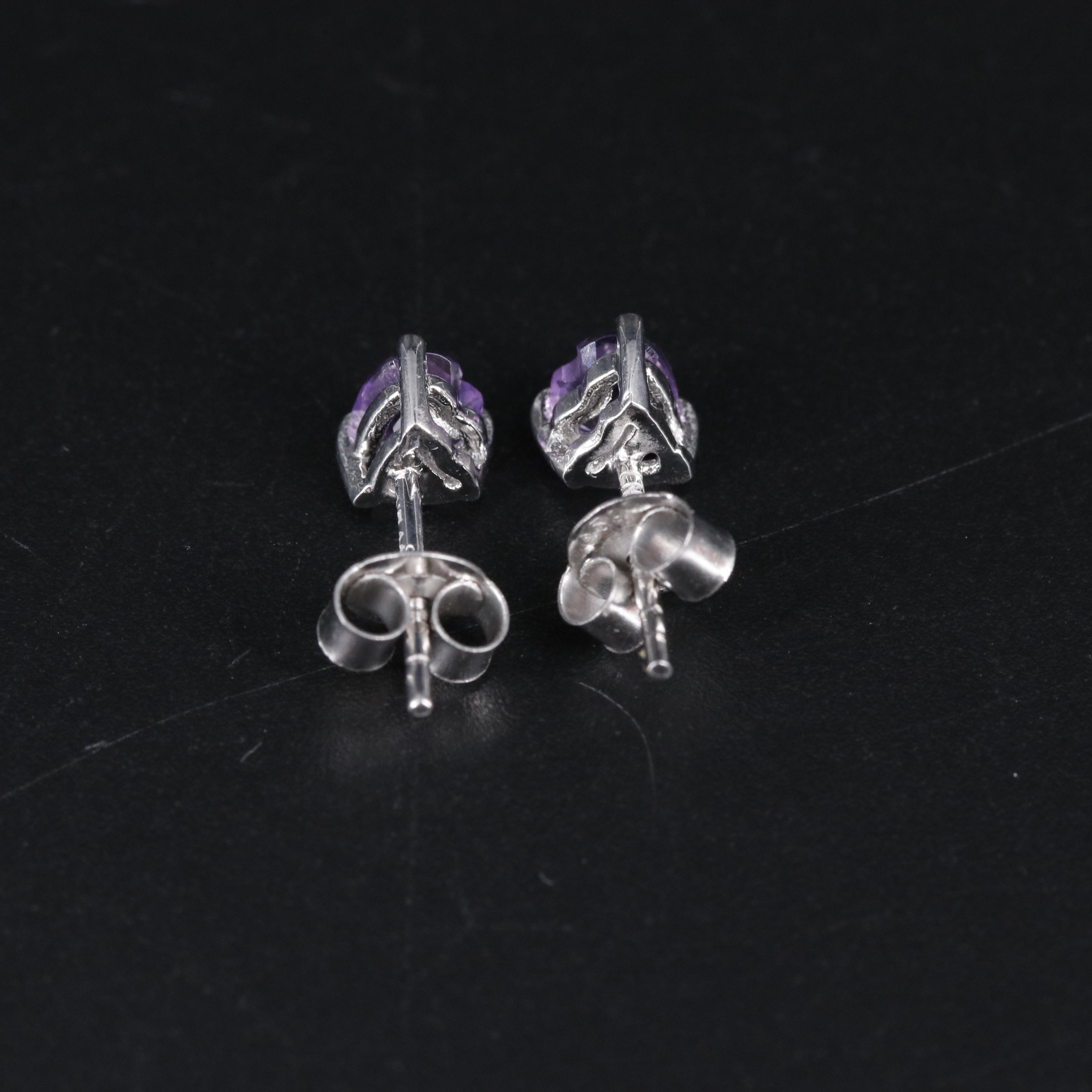 Sterling Silver Amethyst Stud Earrings