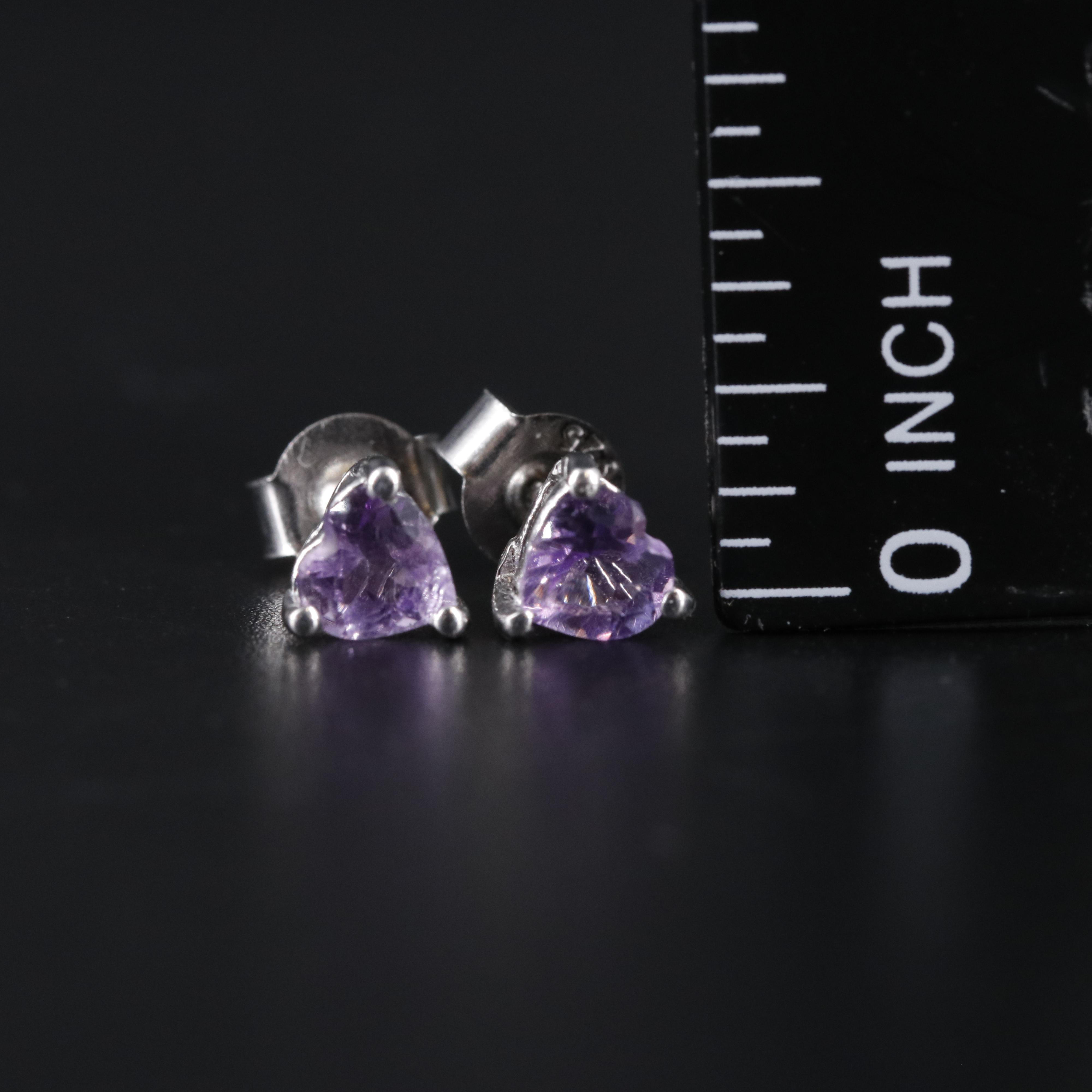 Sterling Silver Amethyst Stud Earrings