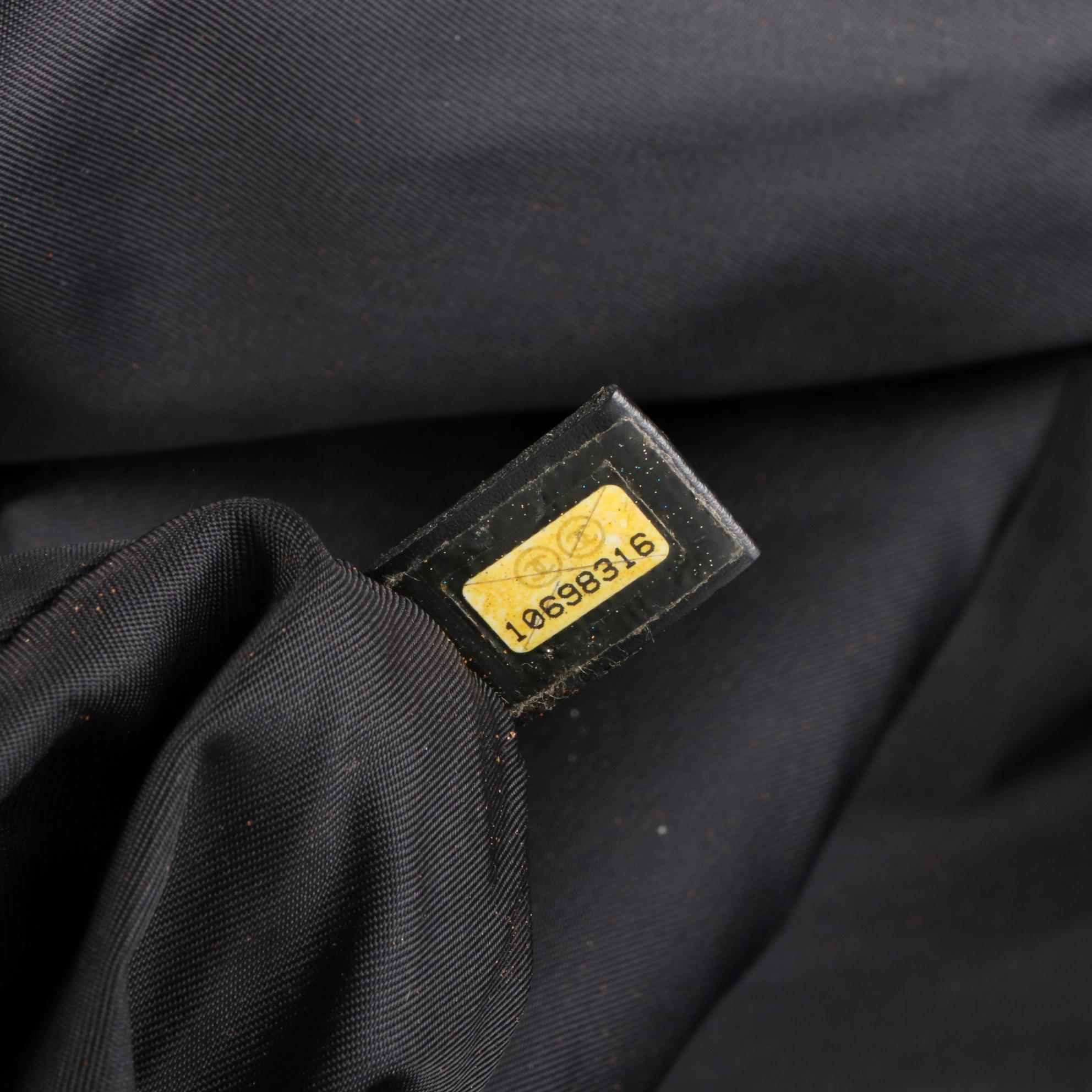 Chanel Travel Line Tote Bag in Black Nylon Jacquard and Leather