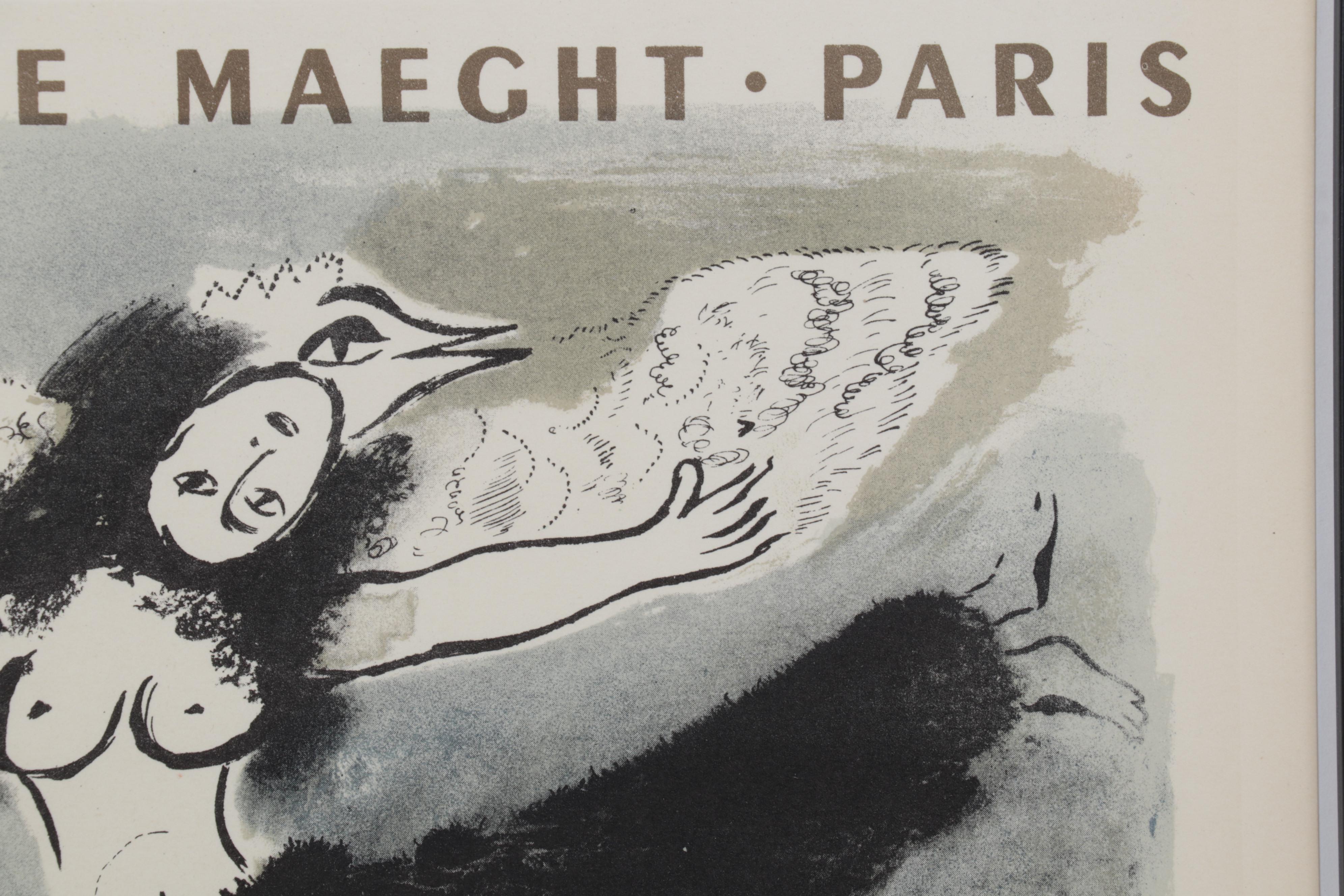 Lithograph After Marc Chagall "Oeuvres Récentes" From "Art in Posters," 1959