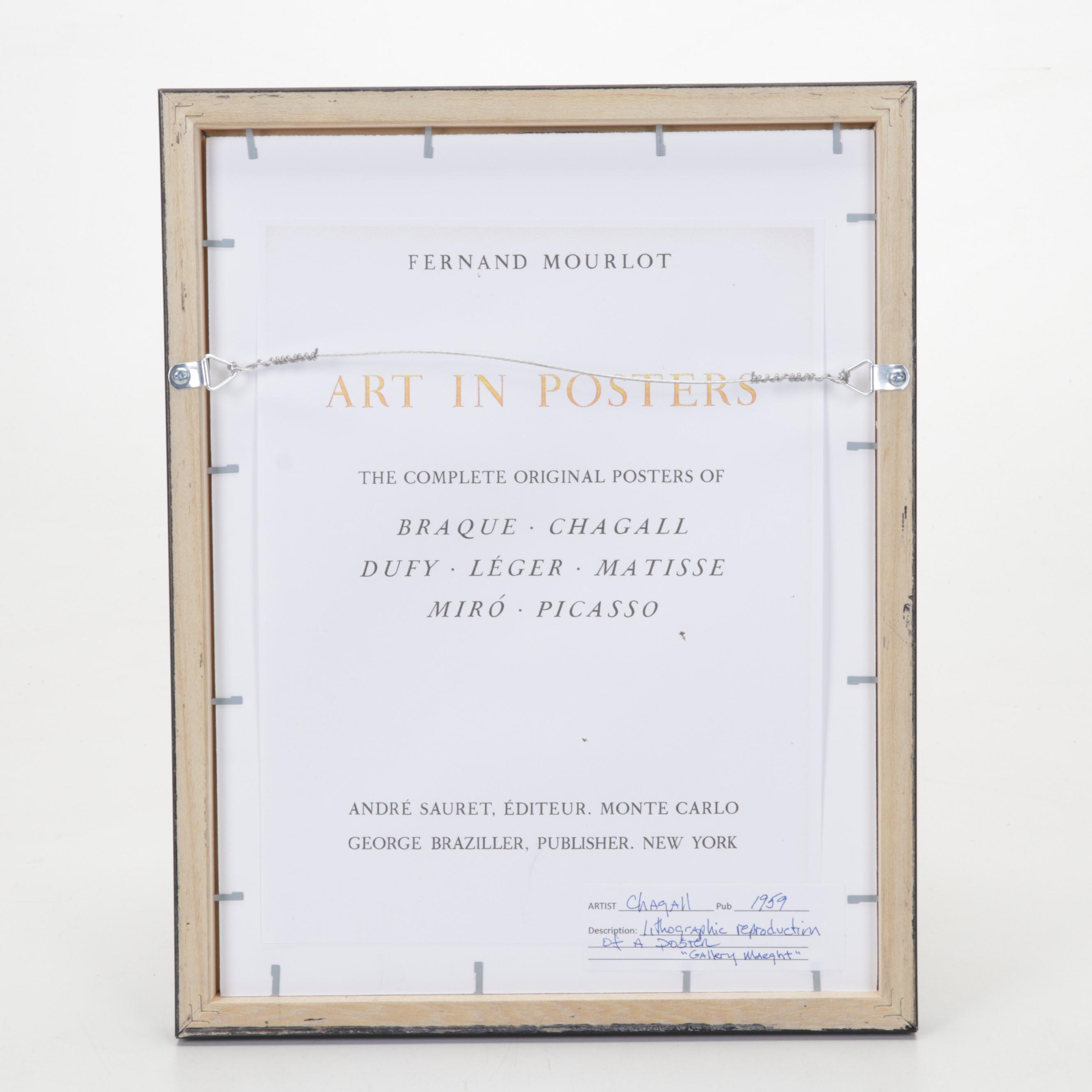 Lithograph After Marc Chagall "Oeuvres Récentes" From "Art in Posters," 1959