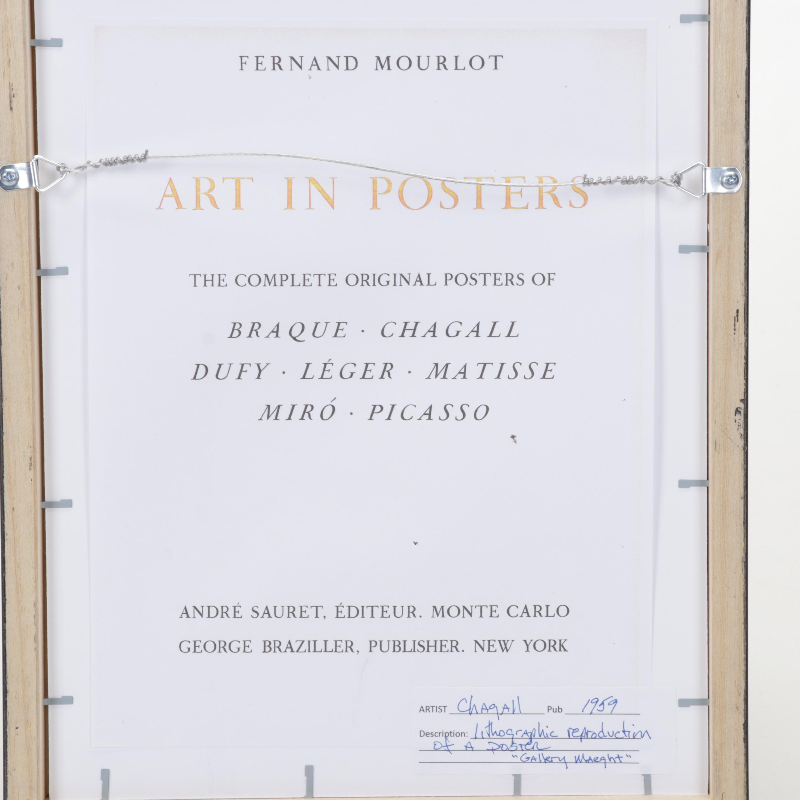 Lithograph After Marc Chagall "Oeuvres Récentes" From "Art in Posters," 1959