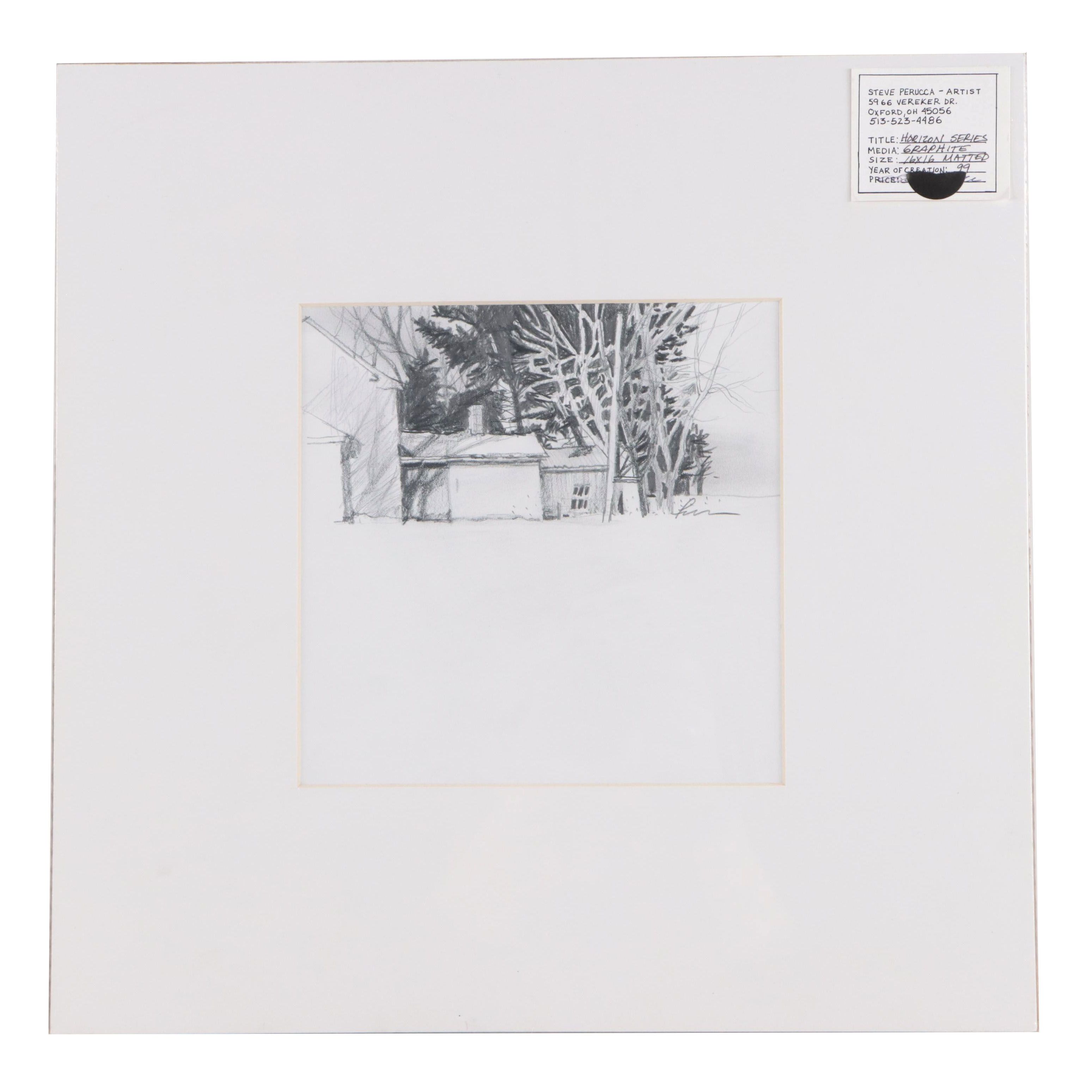 Steve Perucca Graphite Drawing "Horizon Series," 1999