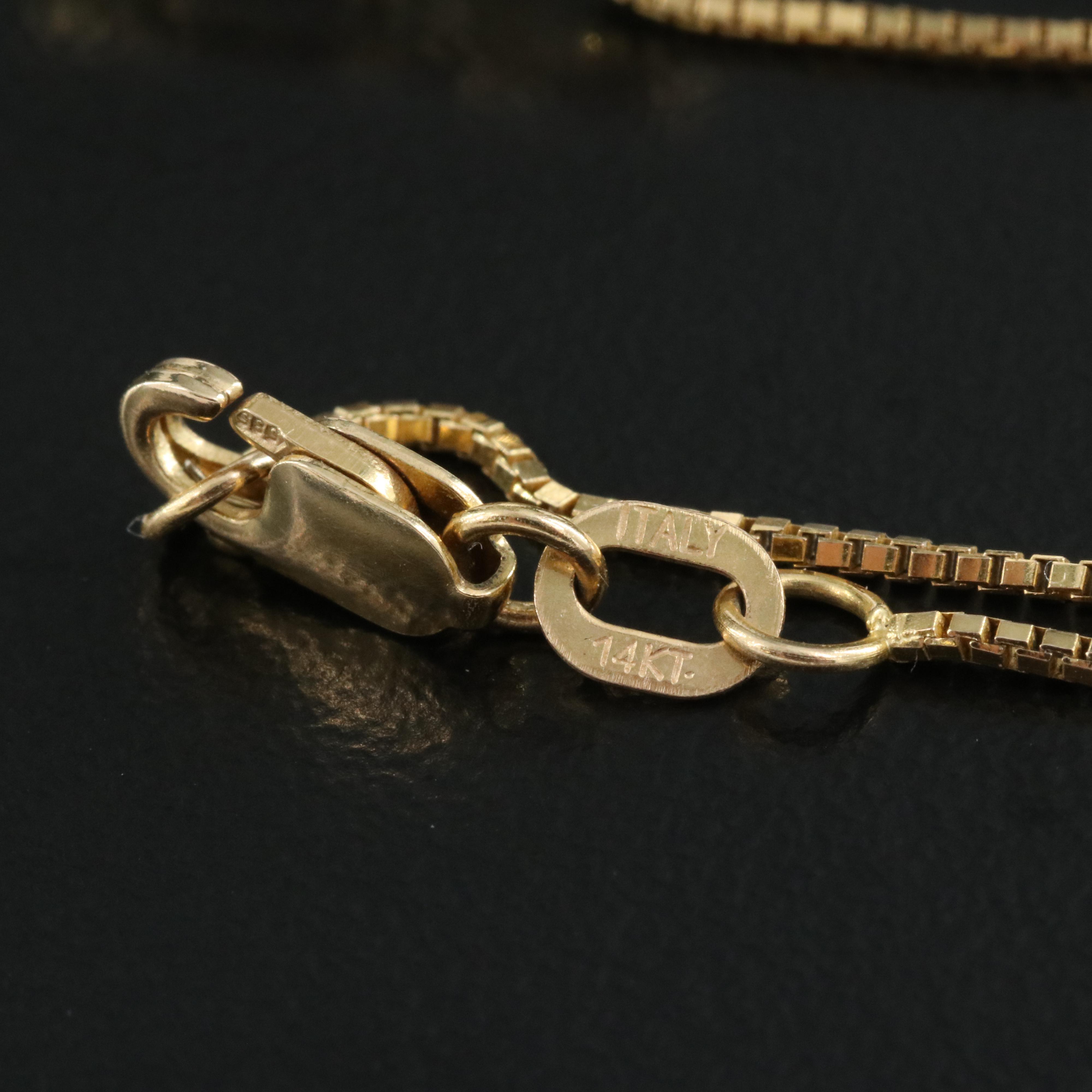 10K Garnet and Diamond Pendant on Italian 14K Box Chain