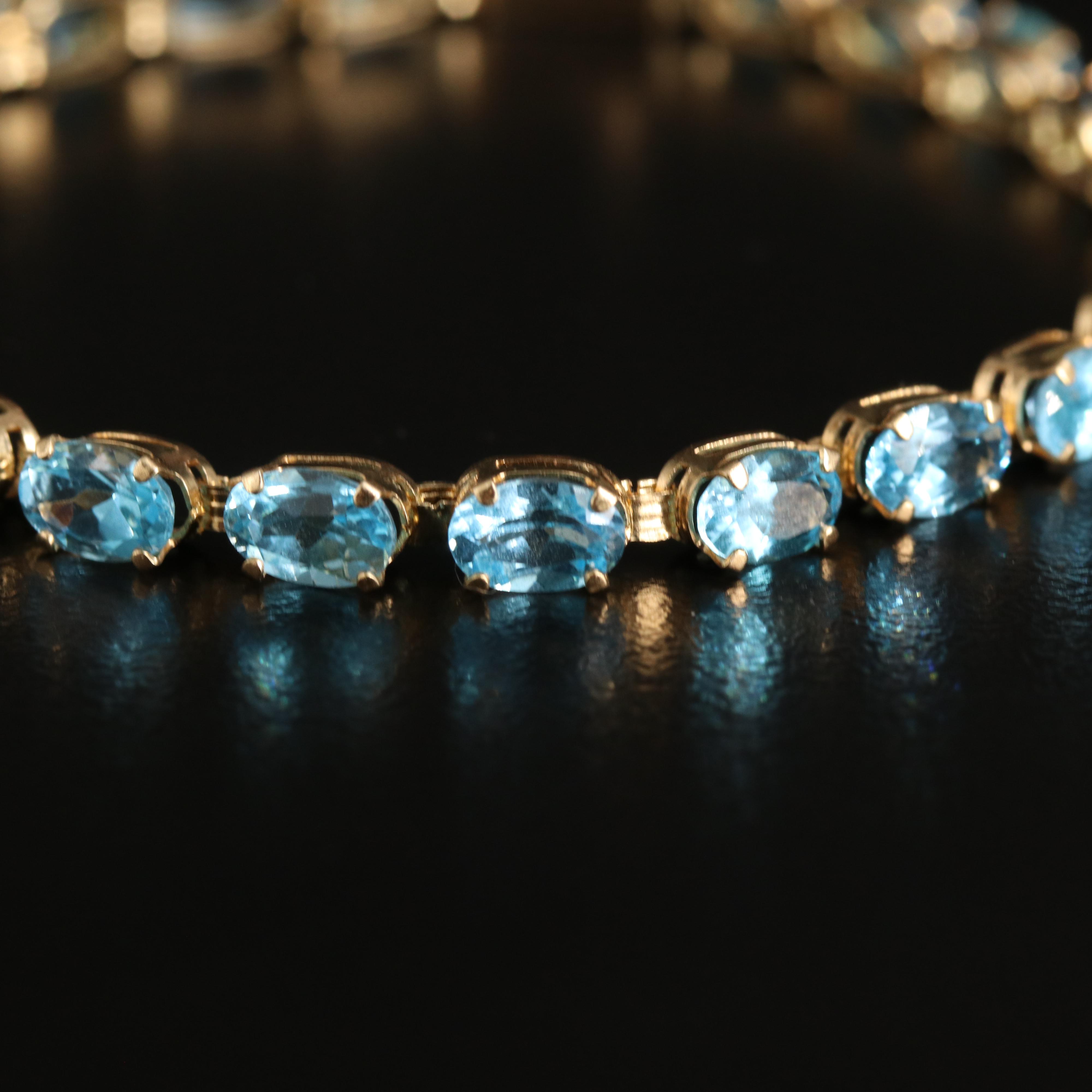 14K Amethyst and Sky Blue Topaz Bracelets