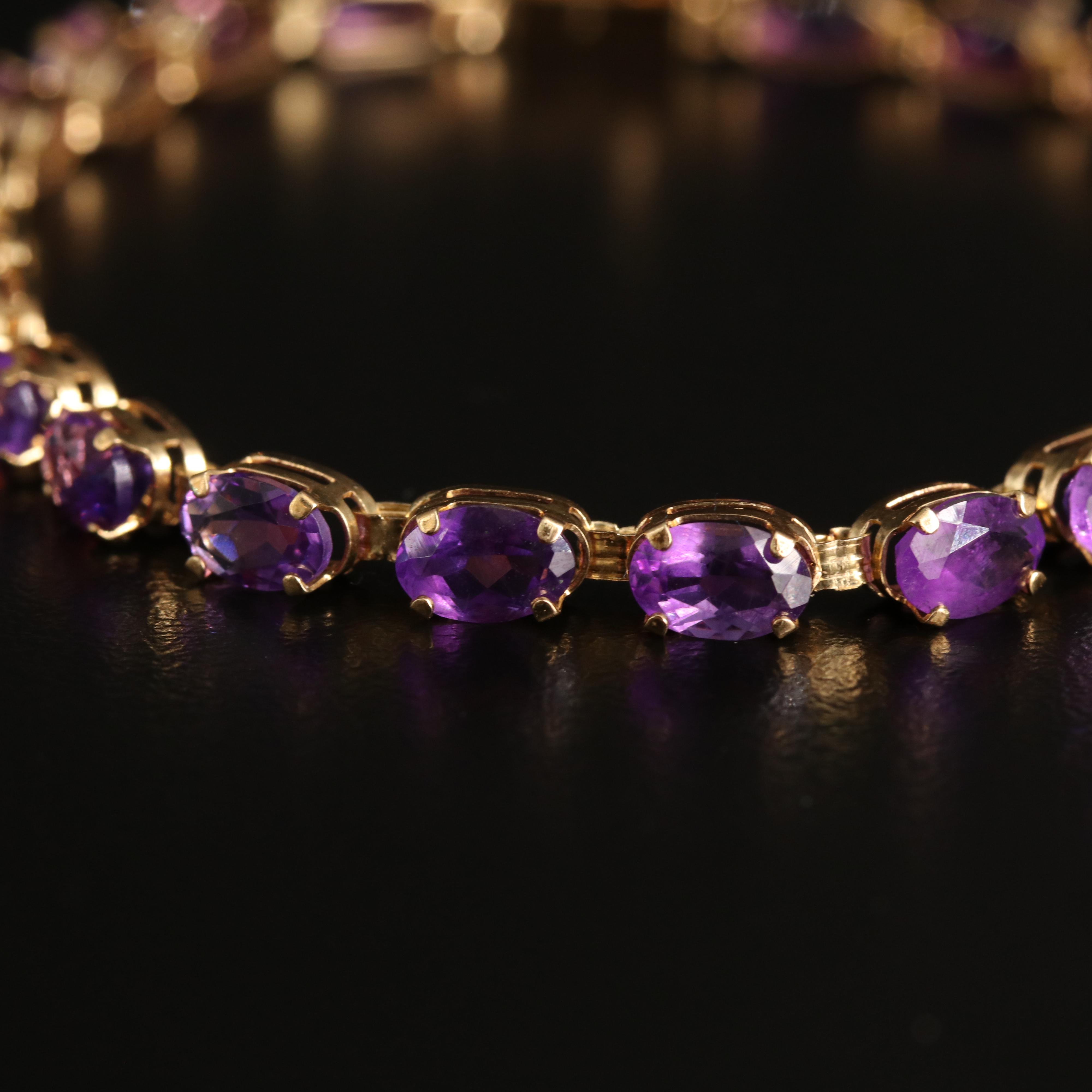 14K Amethyst and Sky Blue Topaz Bracelets