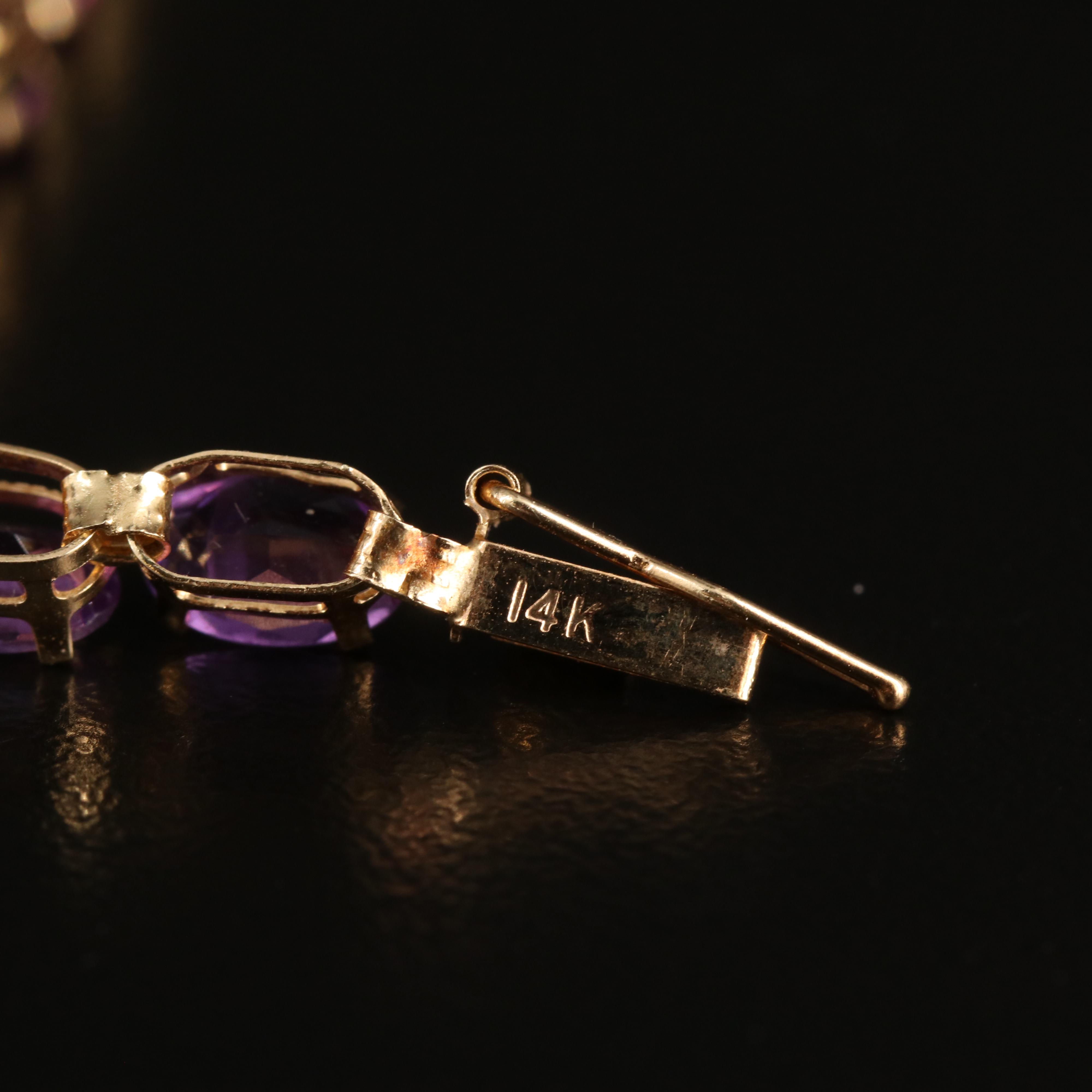 14K Amethyst and Sky Blue Topaz Bracelets