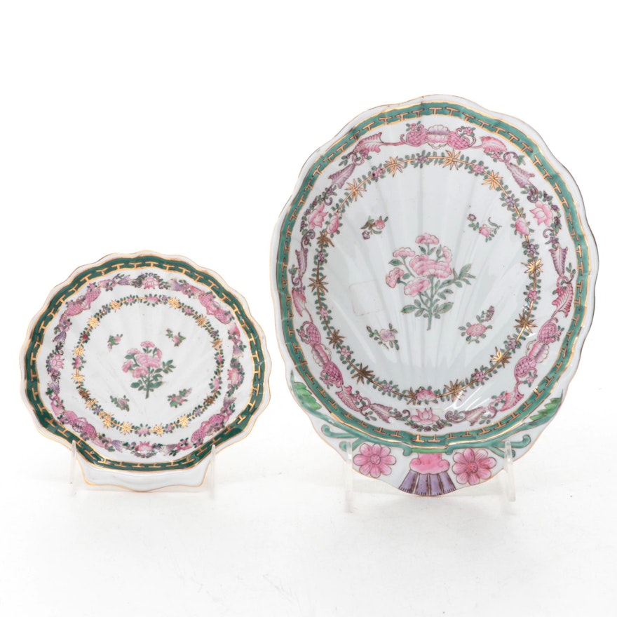 Chinese Export Style Porcelain Shell Shaped Dishes