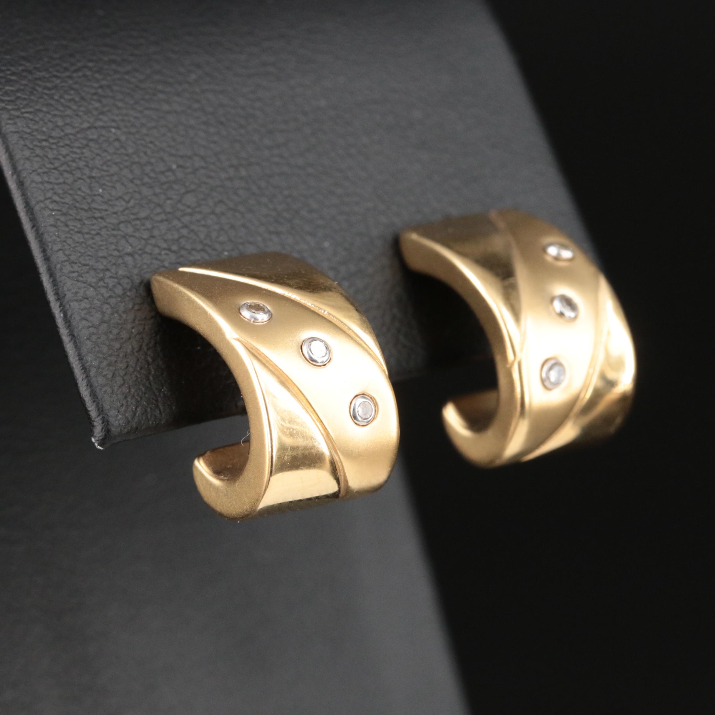 14K 0.07 CTW Diamond J Hoop Earrings