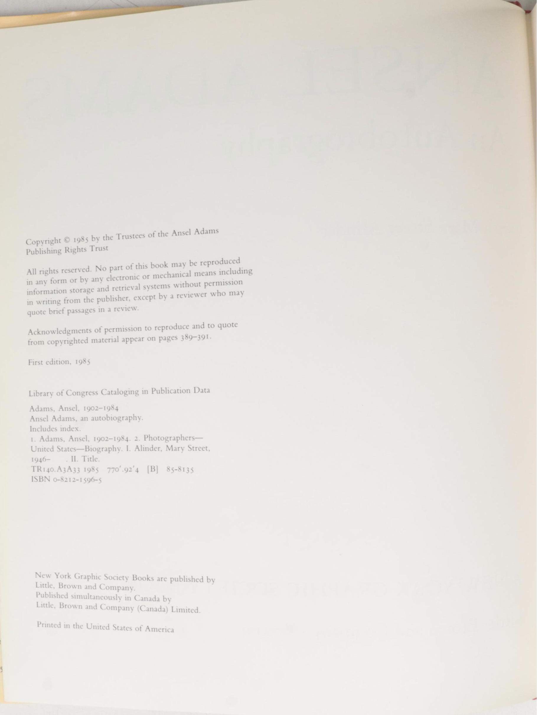 "Ansel Adams: An Autobiography" and Other Ansel Adams Photography Books