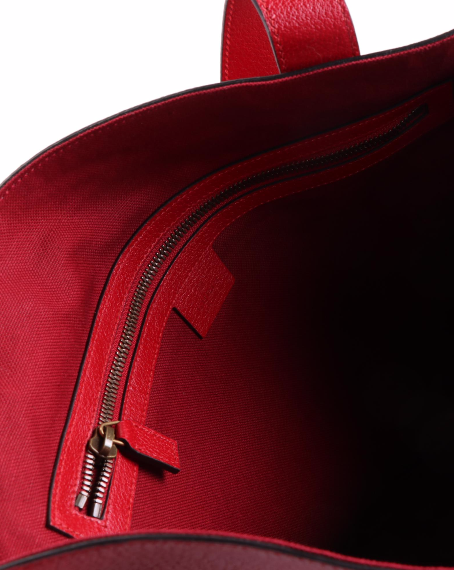 Gucci Tricolor Striped Canvas Tote with Cinghiale Leather Trim