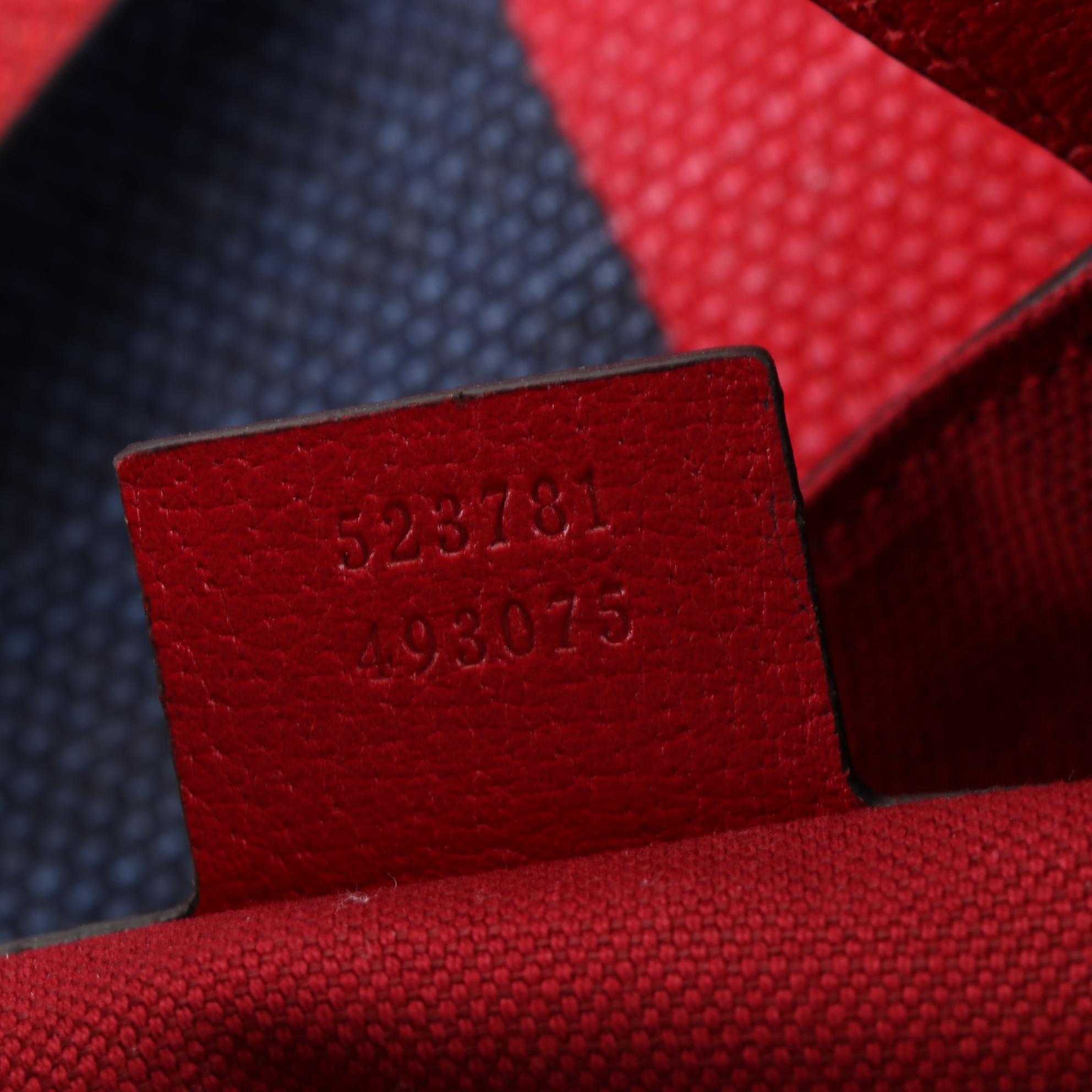 Gucci Tricolor Striped Canvas Tote with Cinghiale Leather Trim