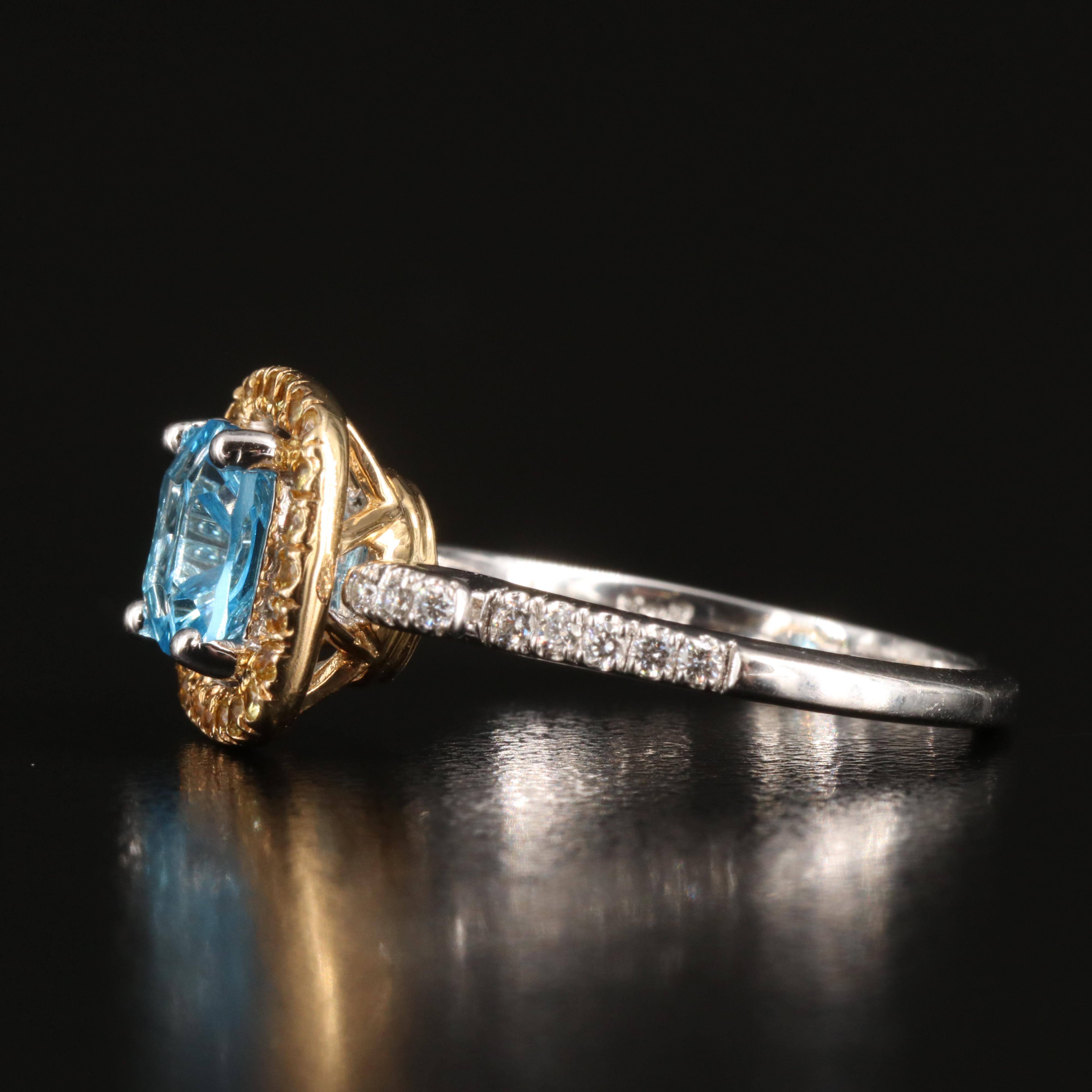 14K Swiss Blue Topaz, Sapphire and Diamond Ring