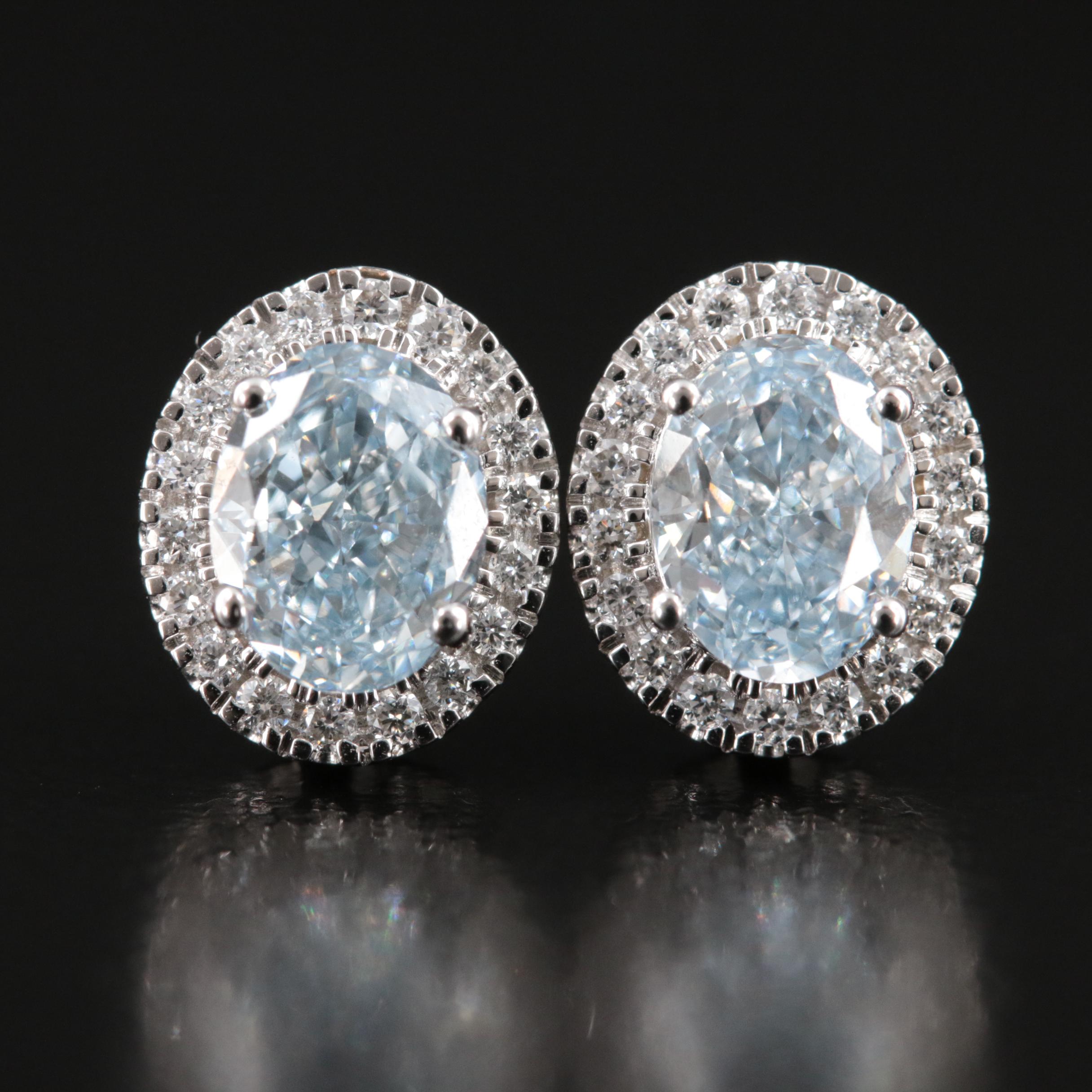 14K 1.20 CTW Lab Grown Diamond Halo Earrings