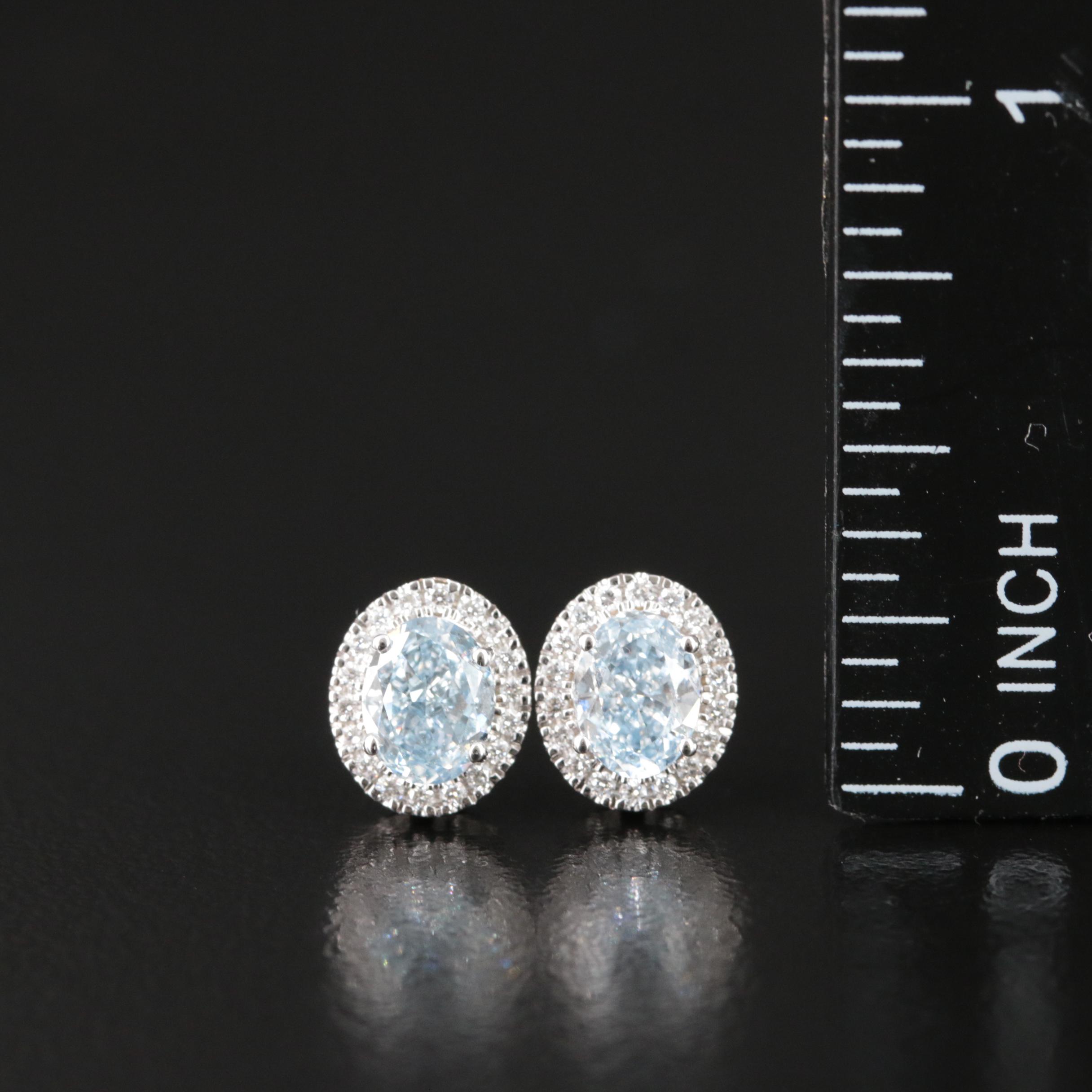 14K 1.20 CTW Lab Grown Diamond Halo Earrings