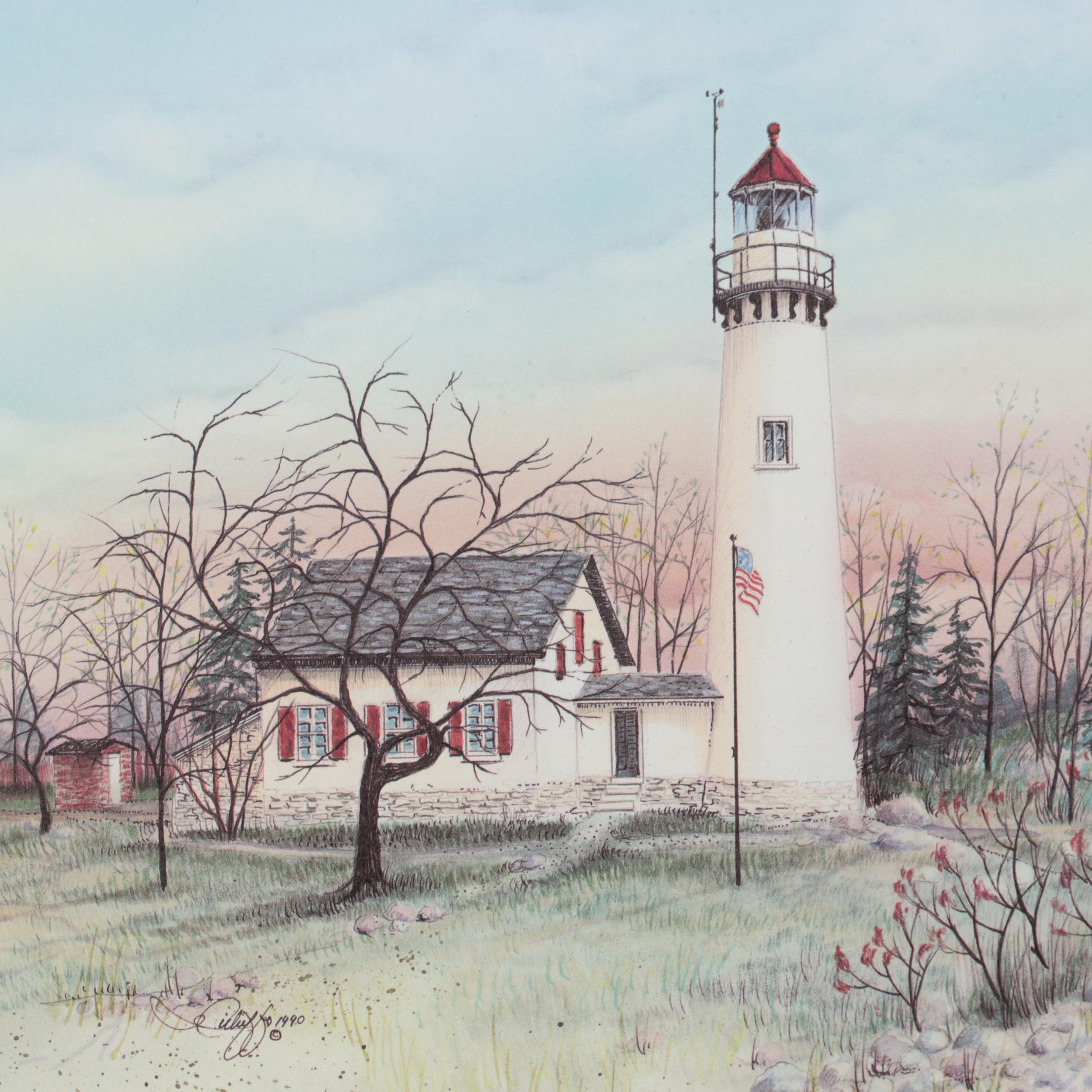 Offset Lithographs of Coastal Lighthouses, Circa 1997