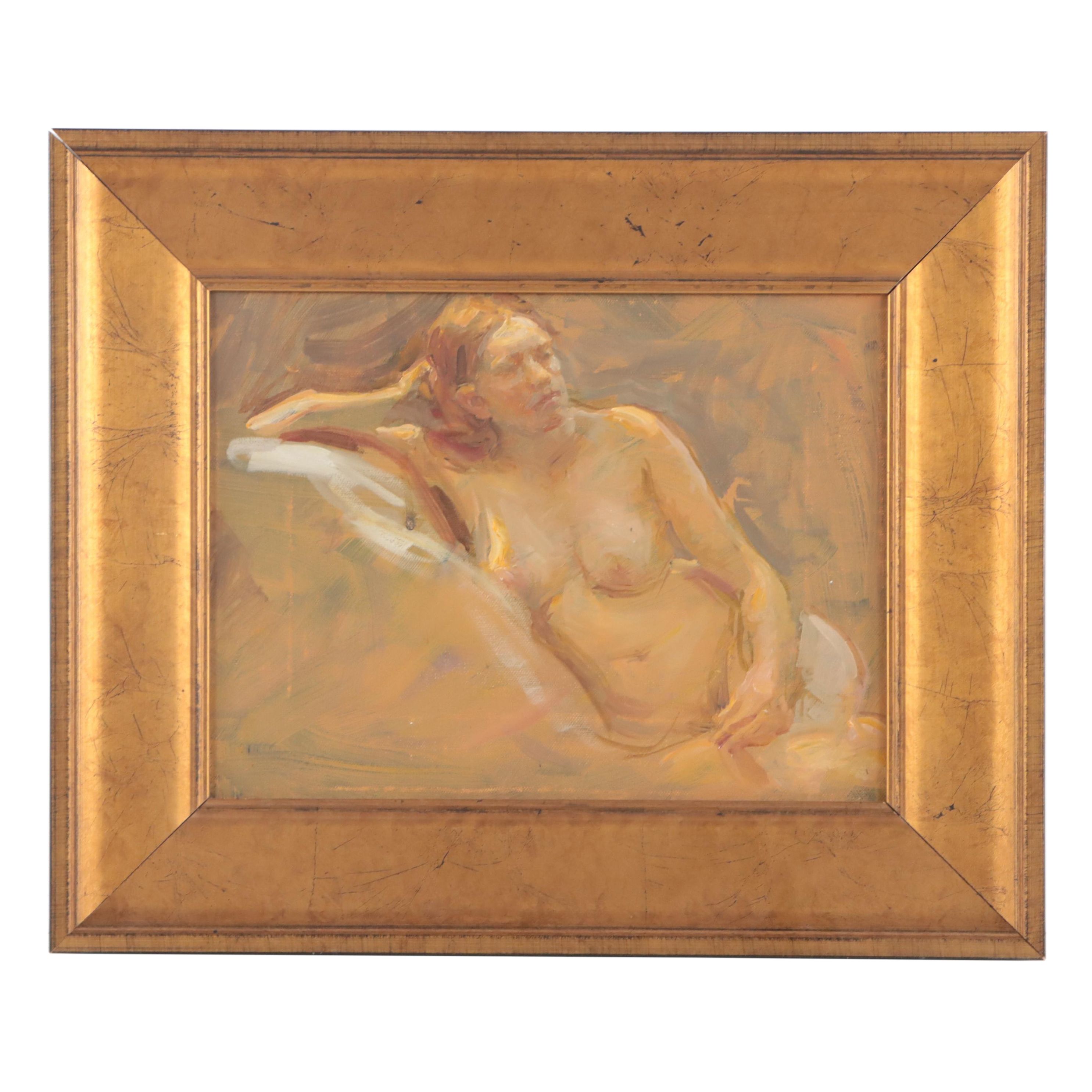 David Mueller Oil Painting of Reclining Female Nude