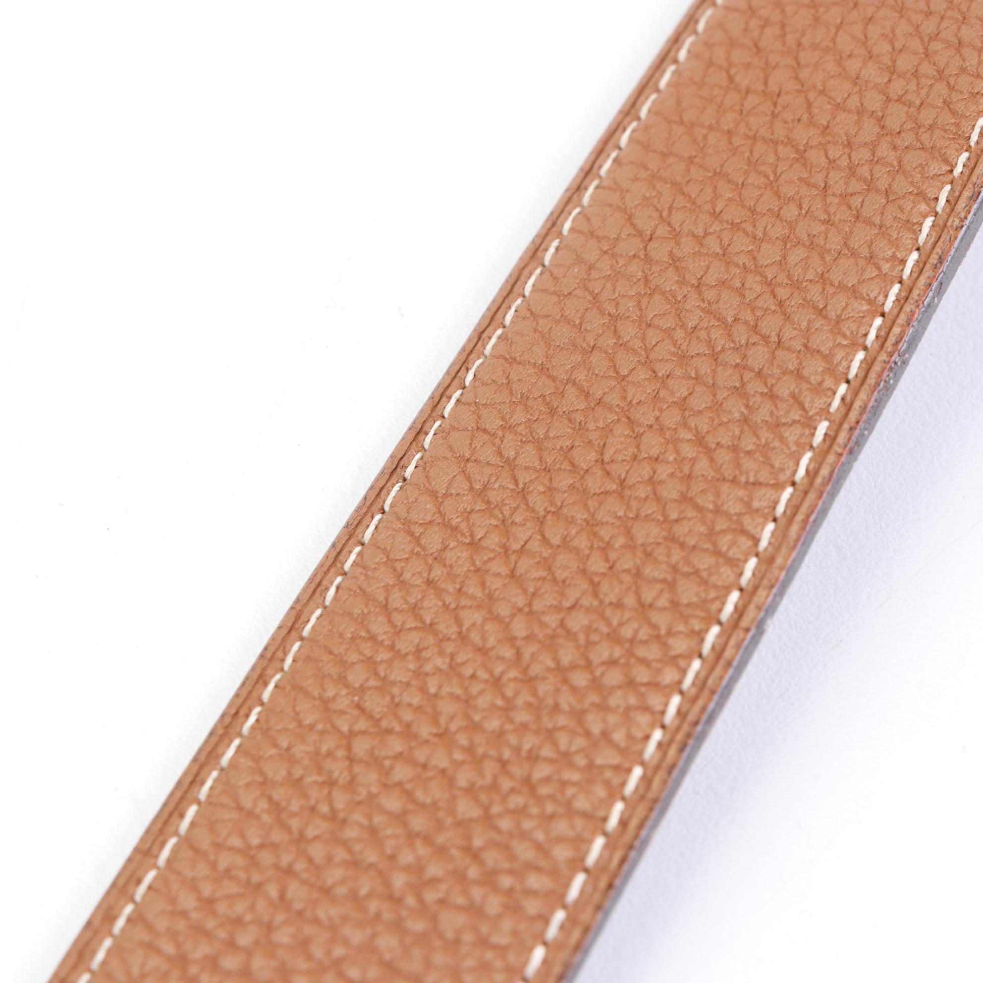 Hermès H au Carre Reversible Belt in Gold Togo and Black Box Calf Leather
