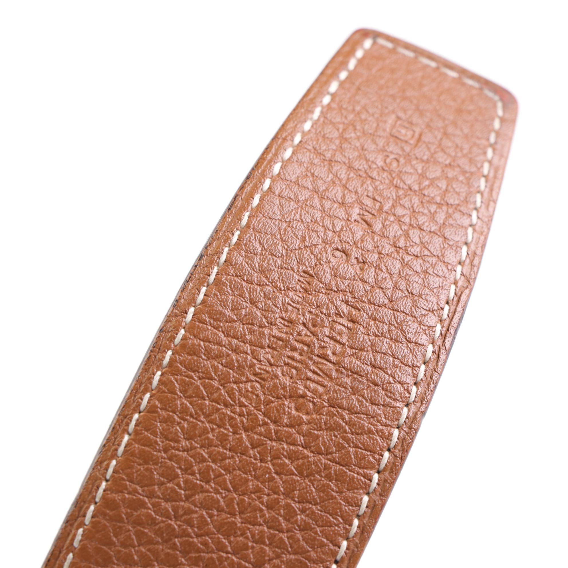 Hermès H au Carre Reversible Belt in Gold Togo and Black Box Calf Leather