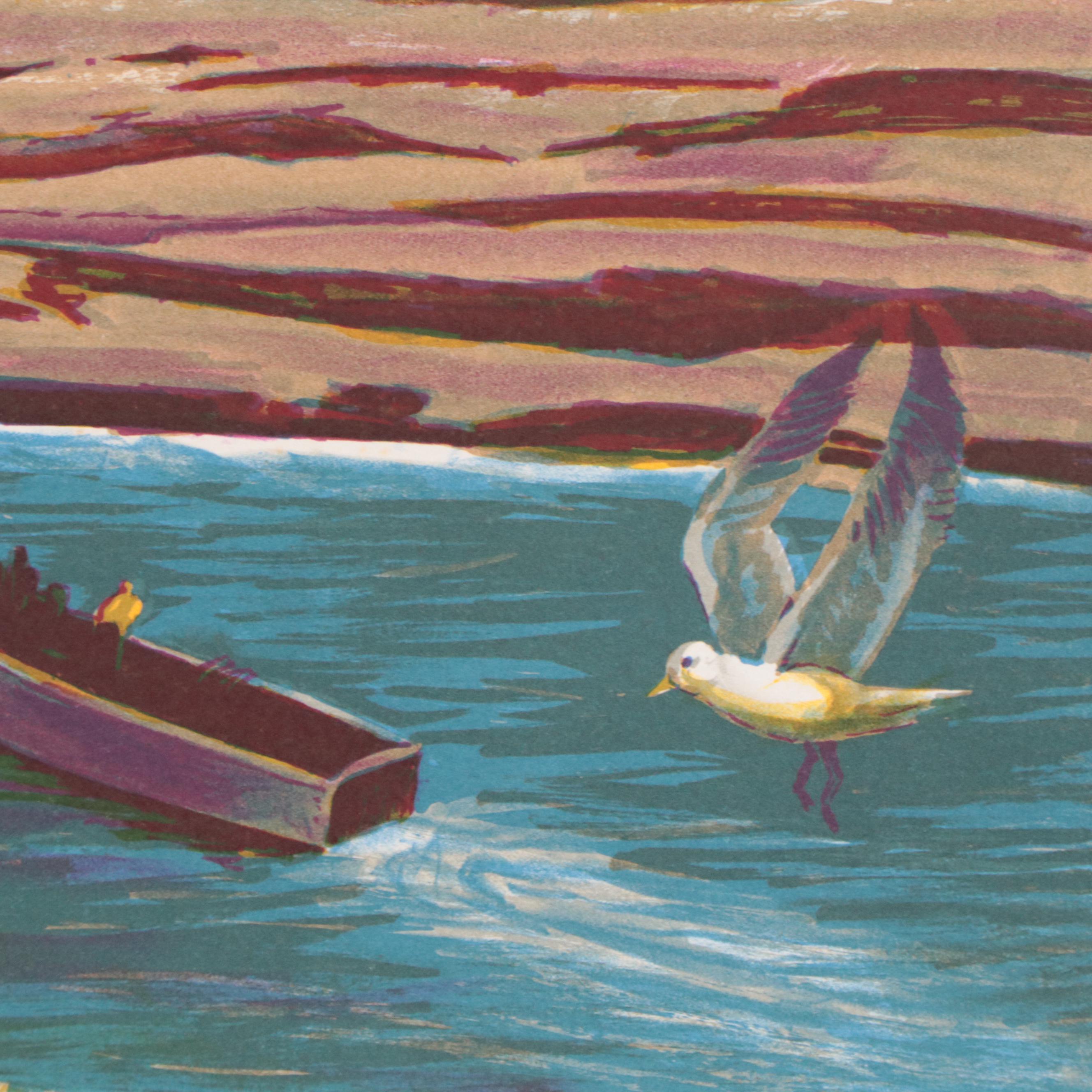 Jack Van Deckter Coastal Landscape Lithograph