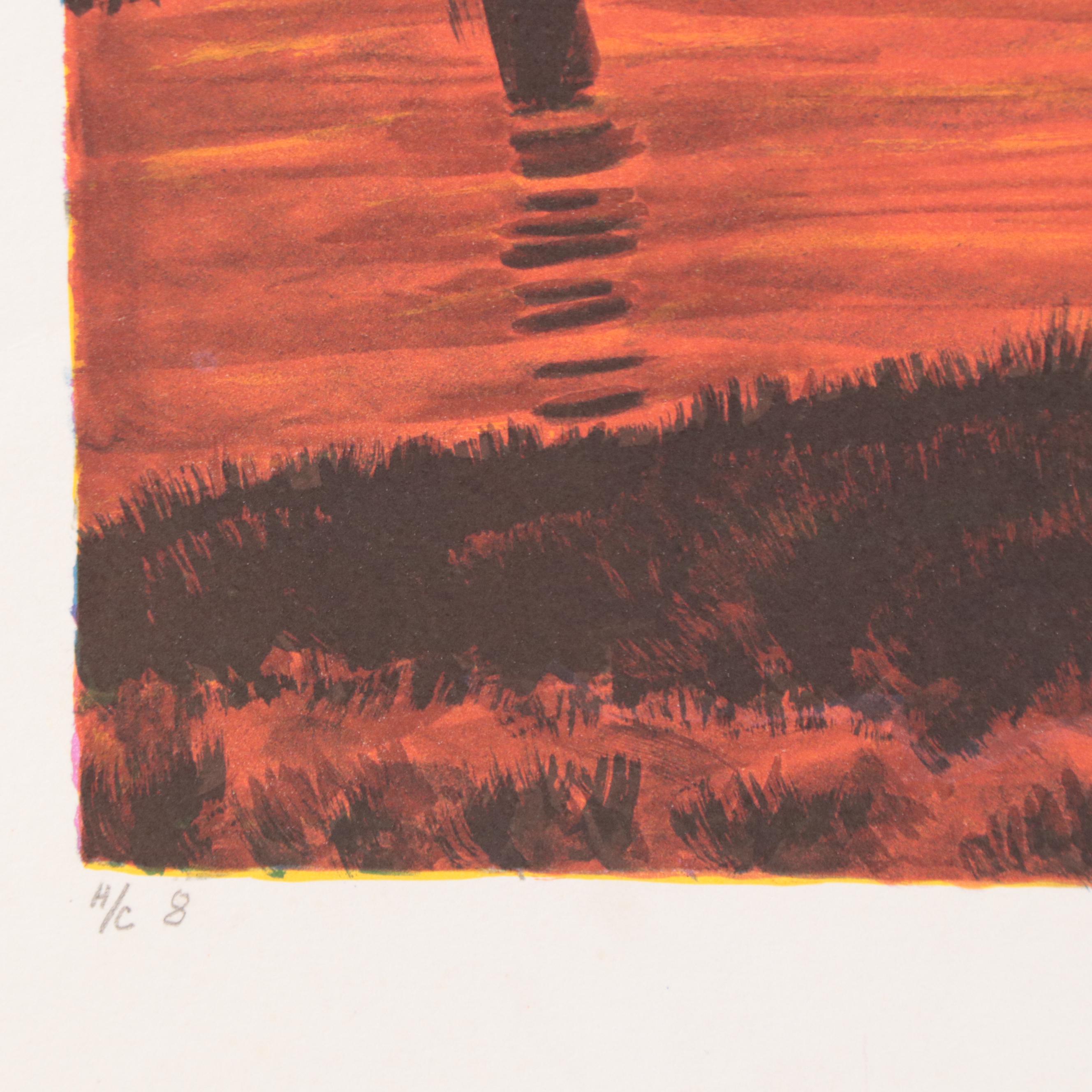 Jack Van Deckter Early Morning Harbor Scene Lithograph