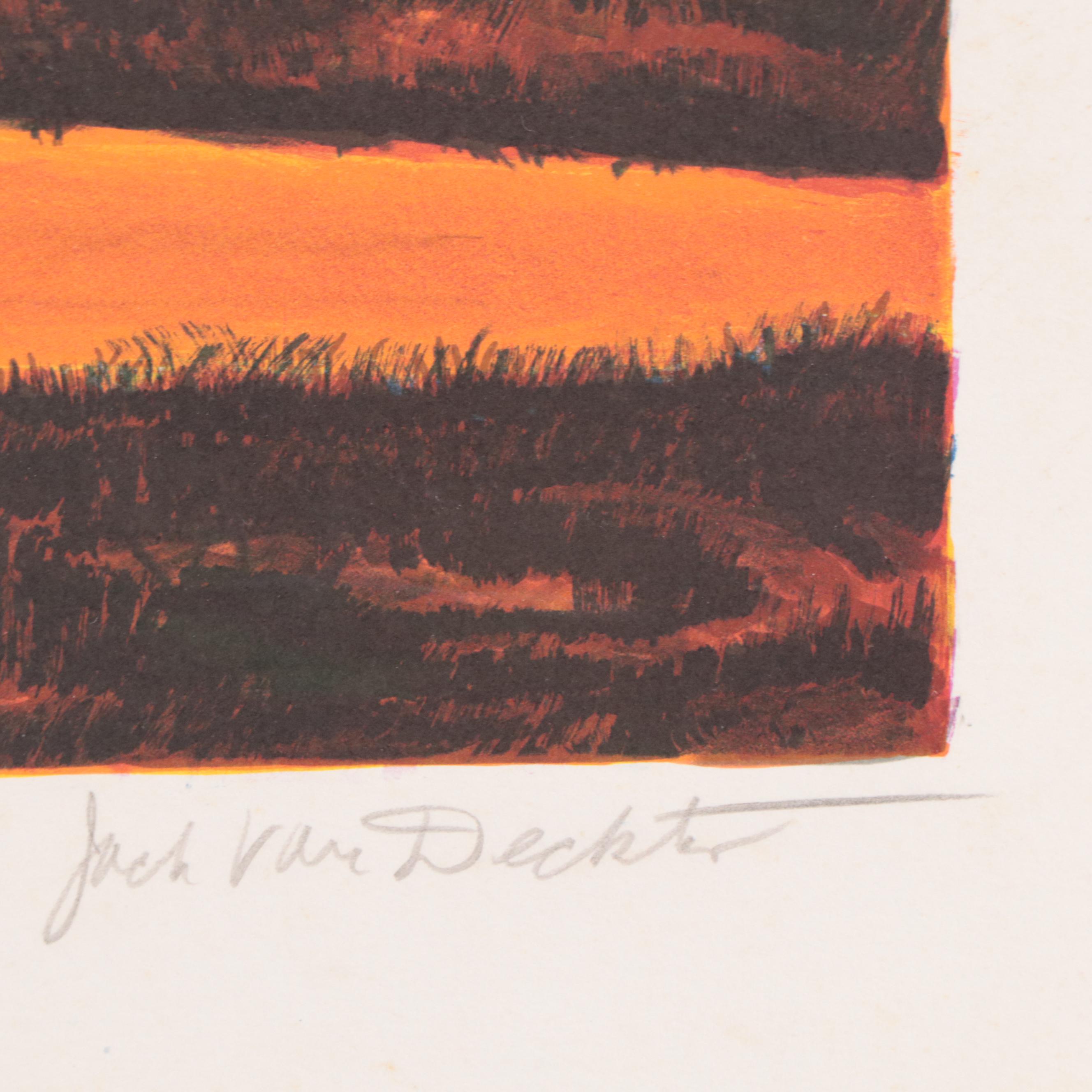 Jack Van Deckter Early Morning Harbor Scene Lithograph