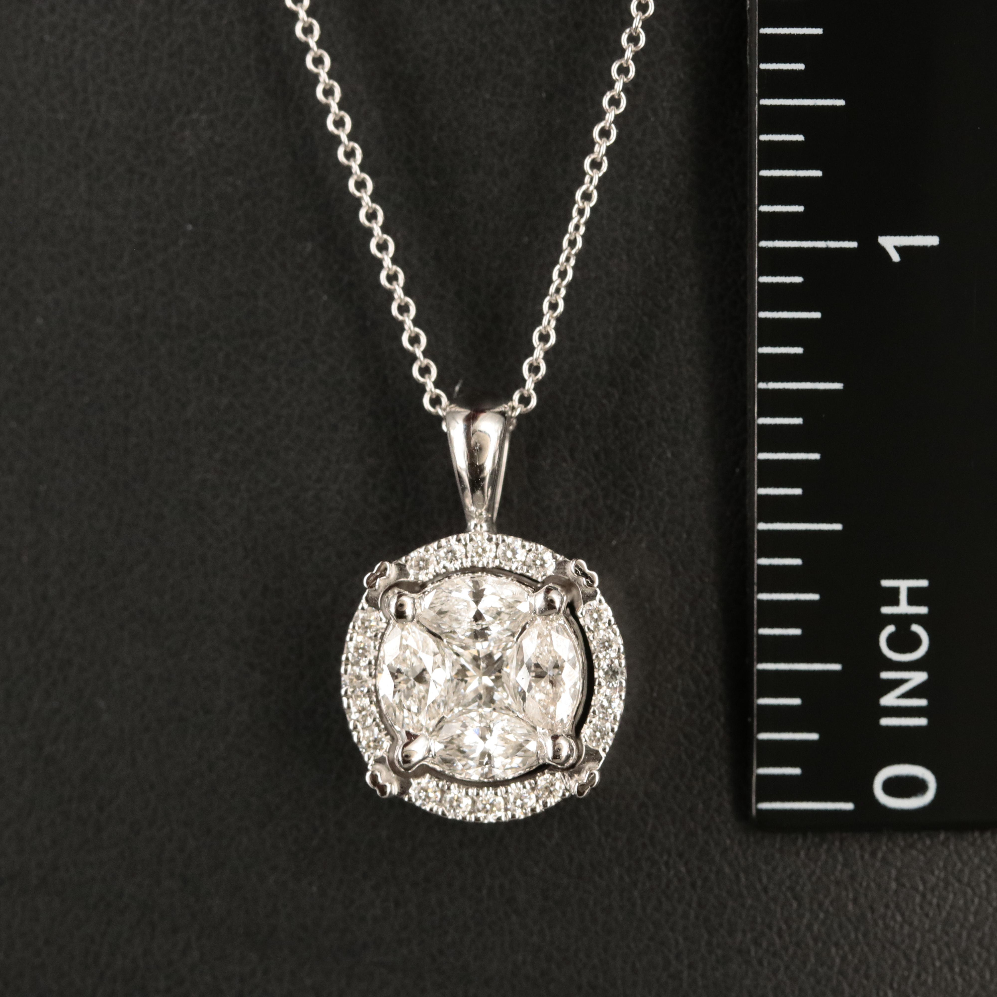 14K 1.06 CTW Diamond Halo Pendant Necklace