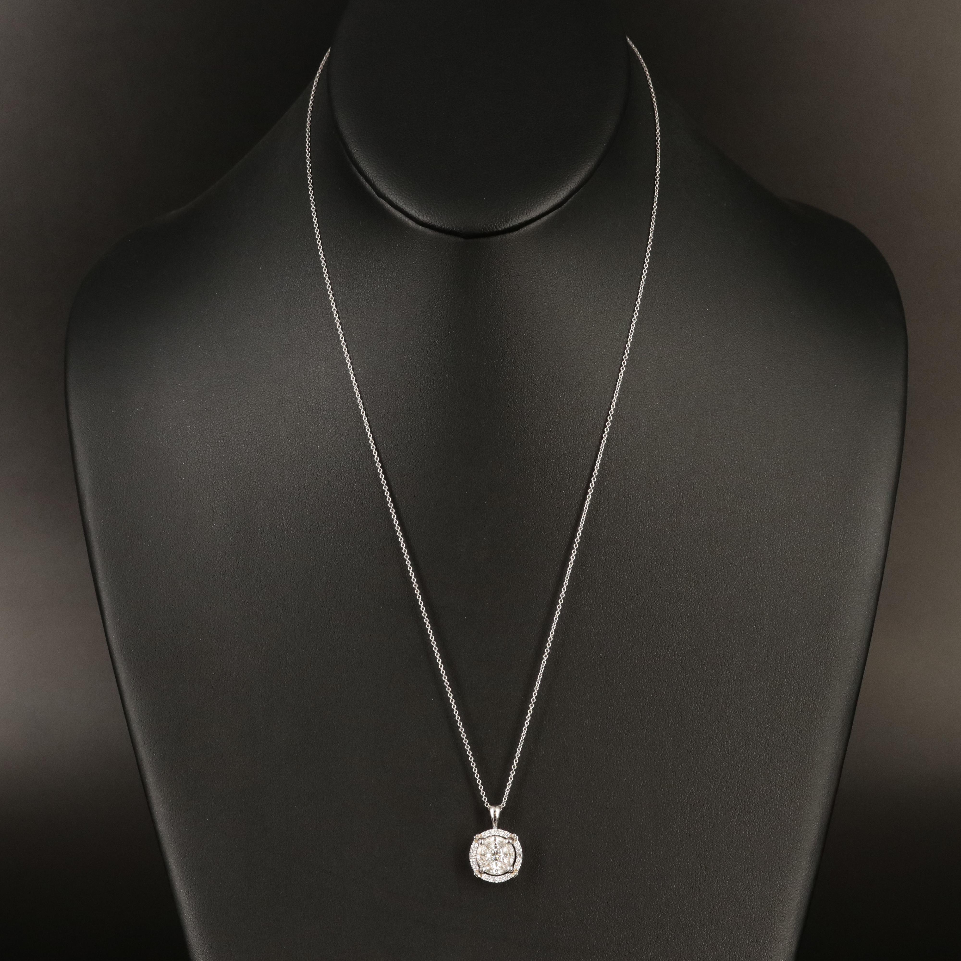 14K 1.06 CTW Diamond Halo Pendant Necklace