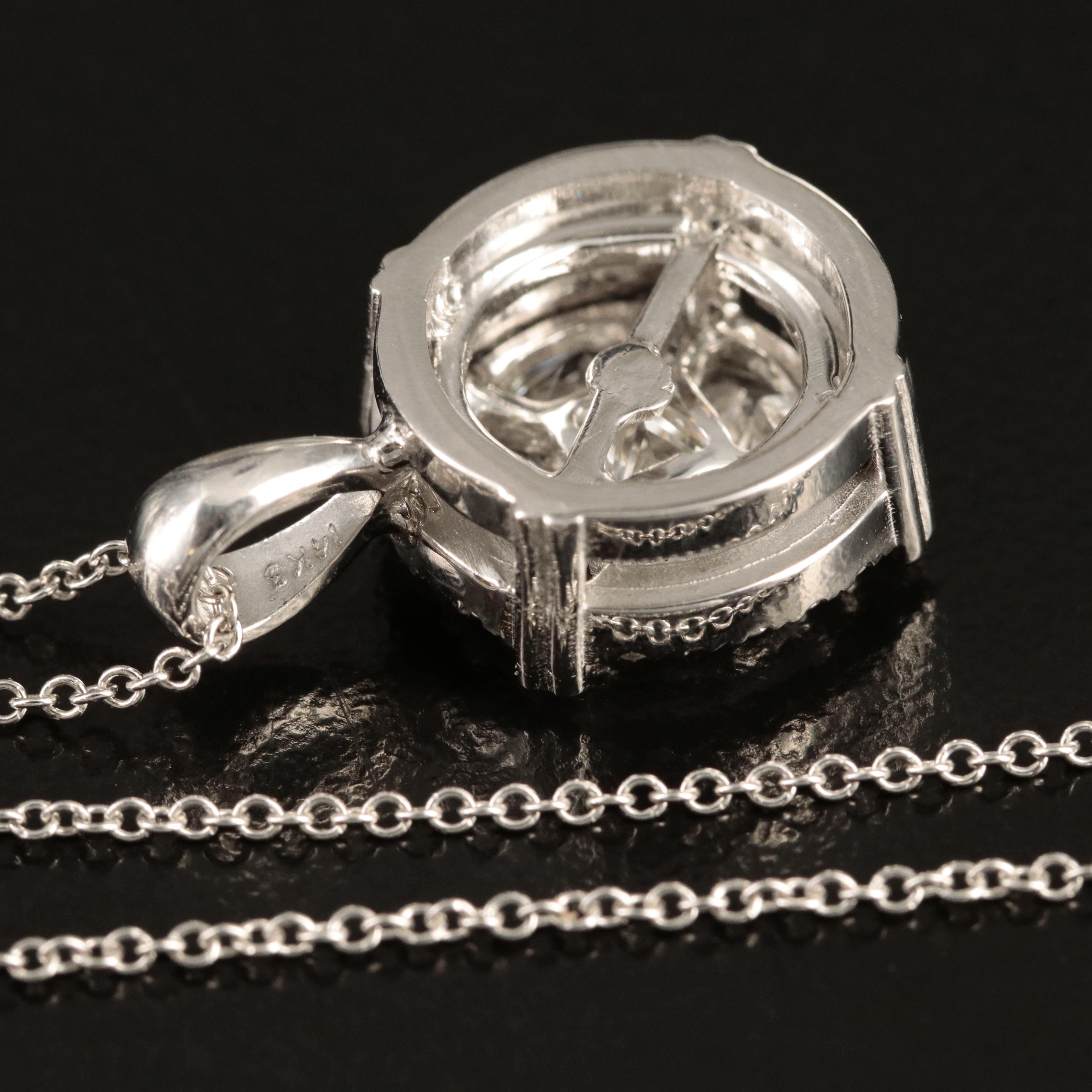 14K 1.06 CTW Diamond Halo Pendant Necklace