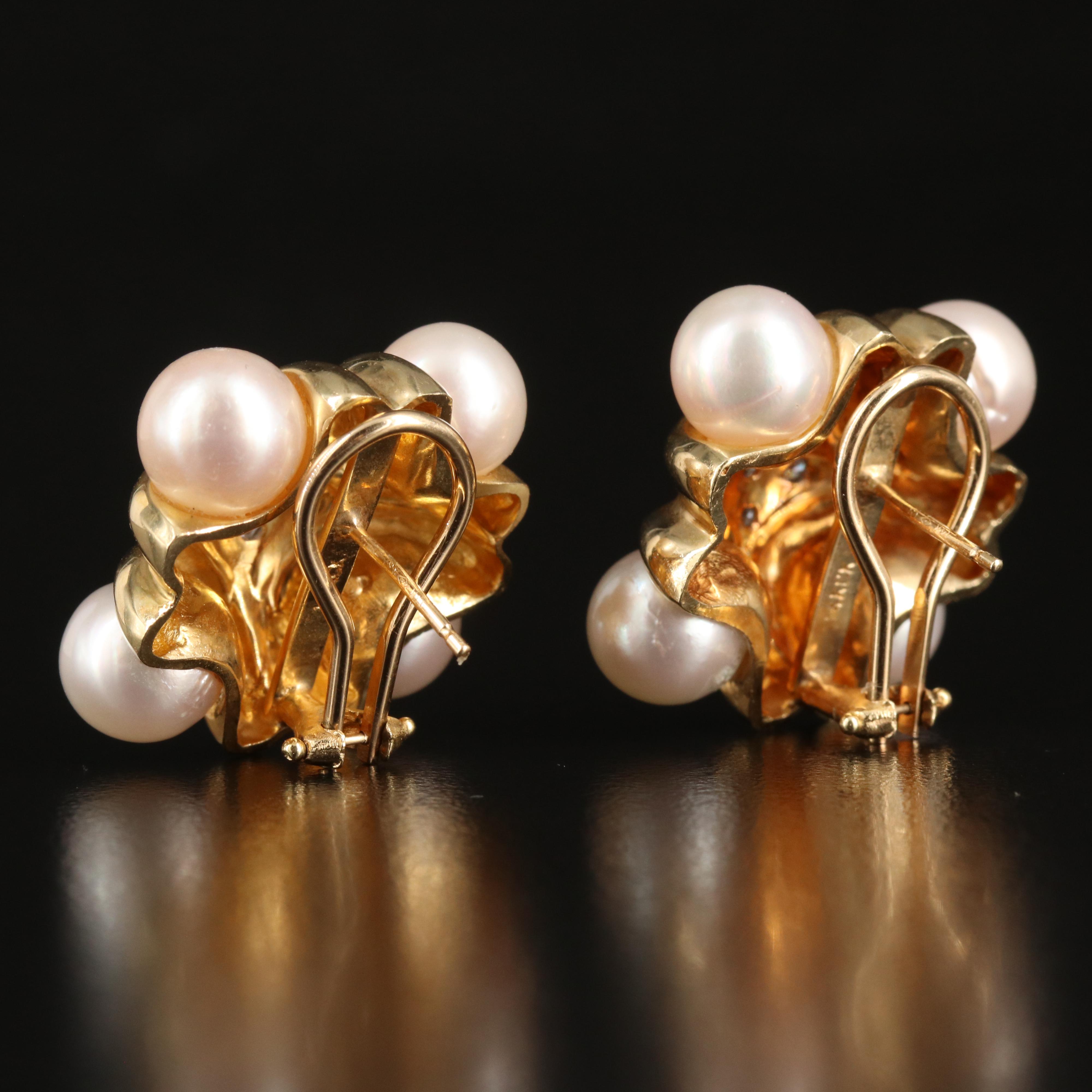 14K Pearl and Diamond Earrings