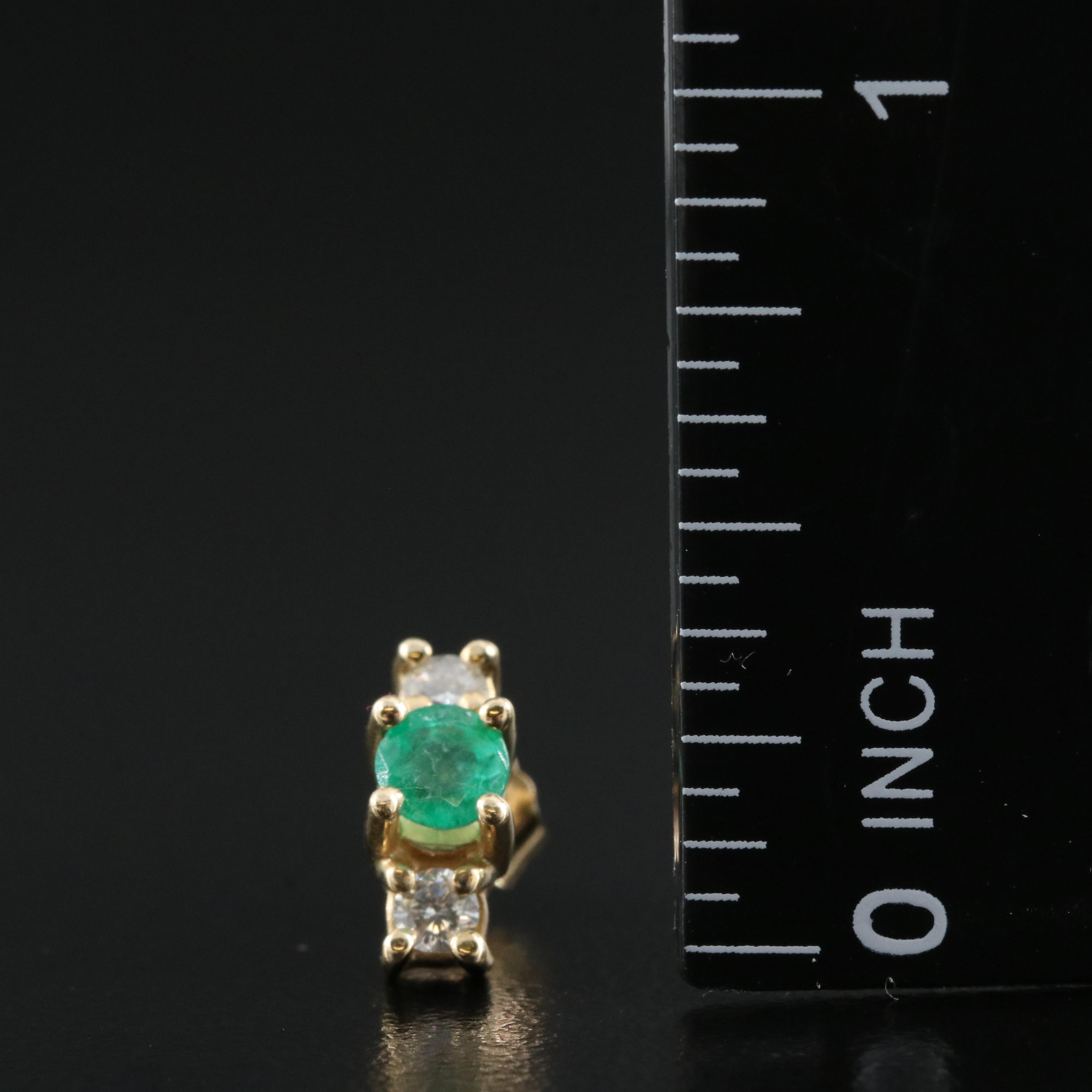 14K Emerald and Diamond Pendant Necklace and Earrings