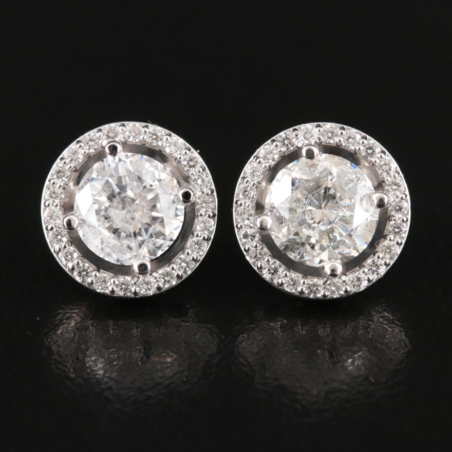 14K 3.09 CTW Diamond Halo Earrings