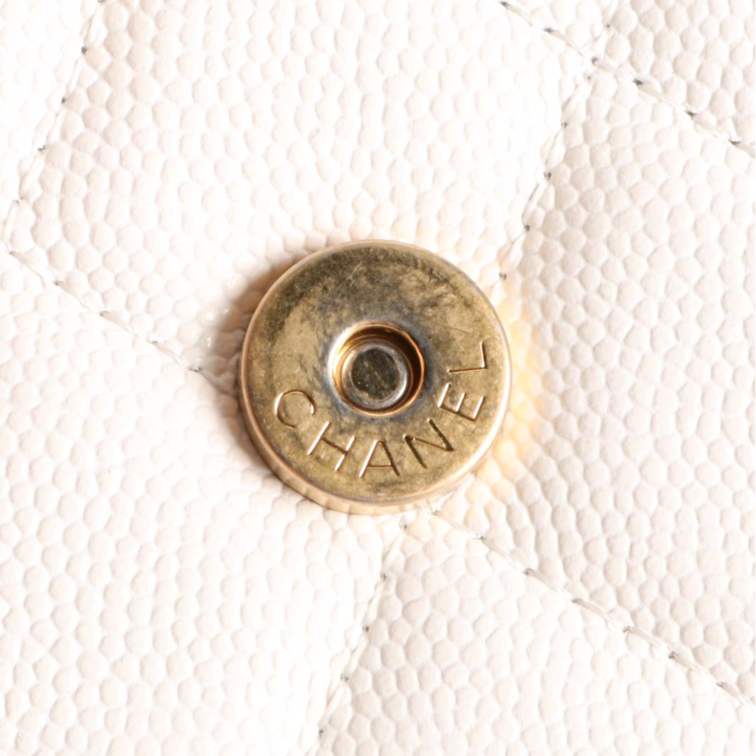 Chanel CC Card Holder on Chain in Quilted Caviar Leather with Box