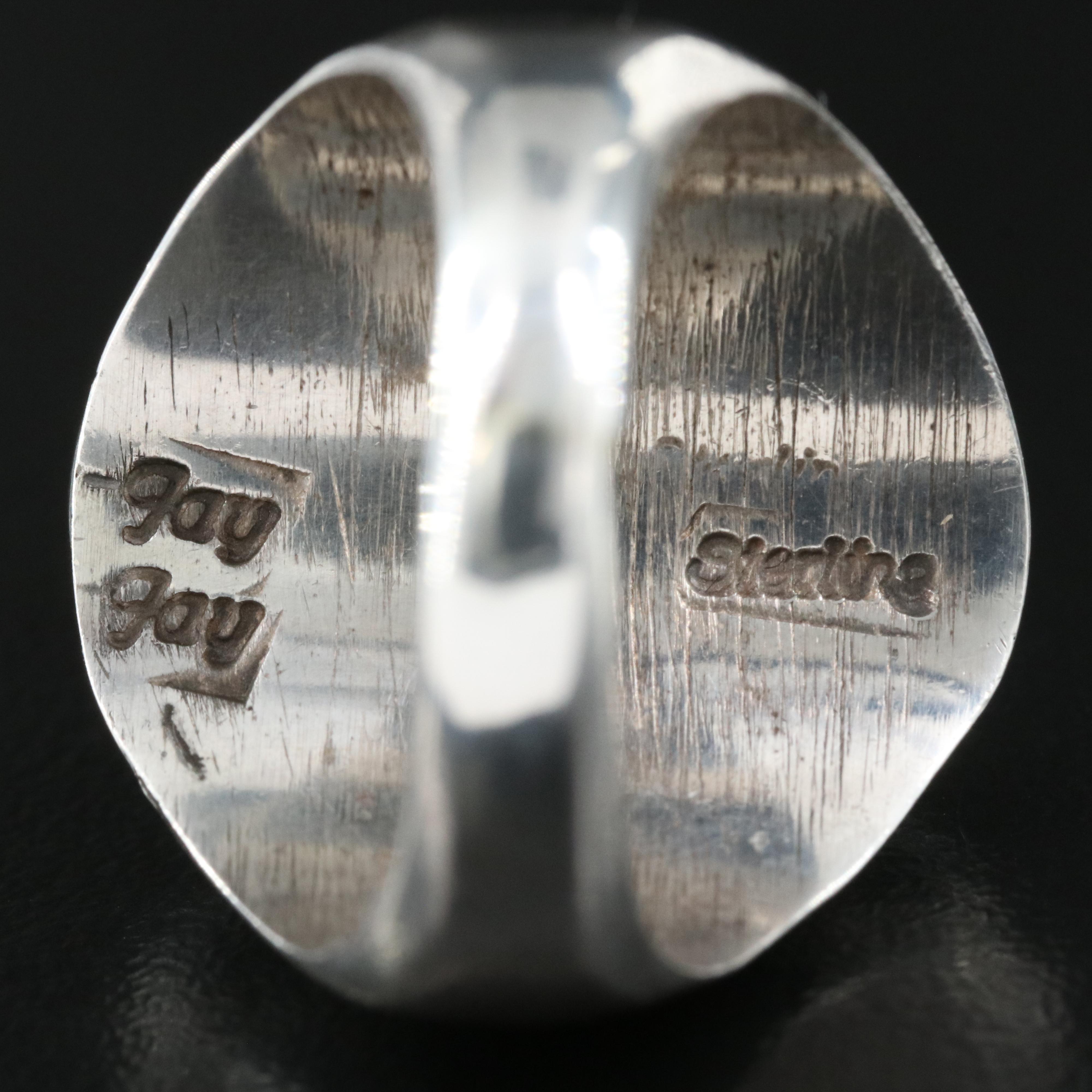 Signed Western Style Sterling Opal and Lapis Lazuli Ring