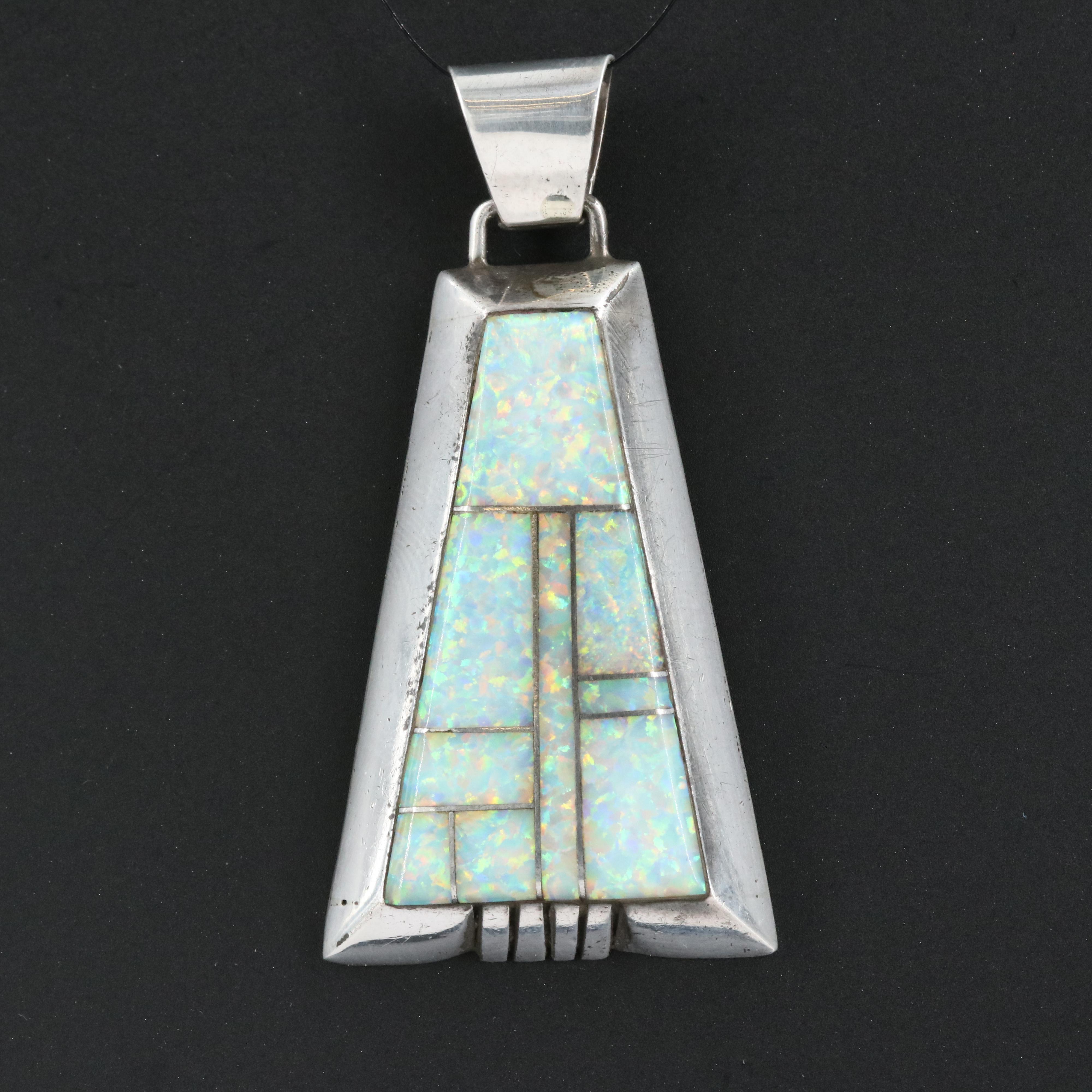 Western Style Sterling Opal Pendant