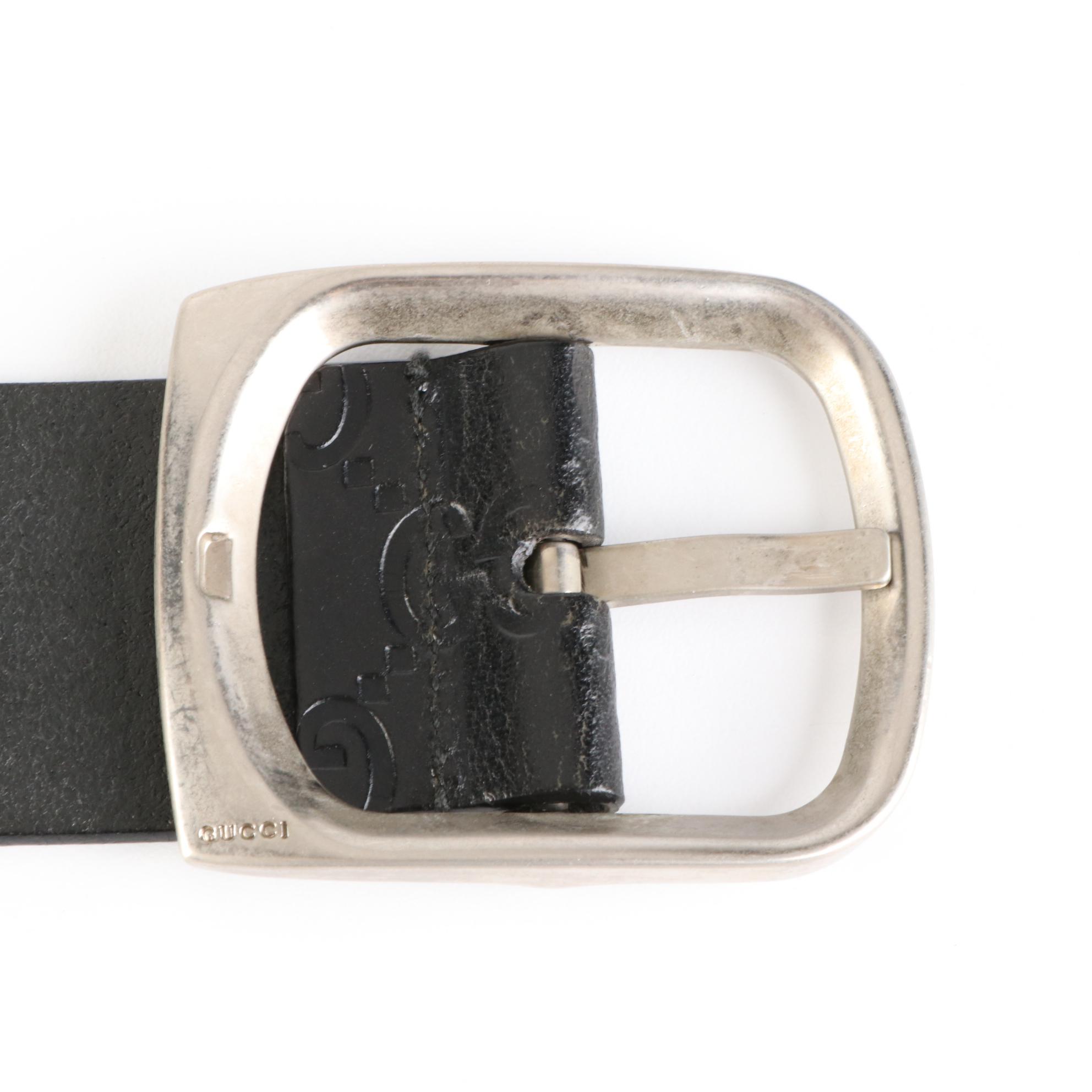 Gucci GG Embossed Leather Belt