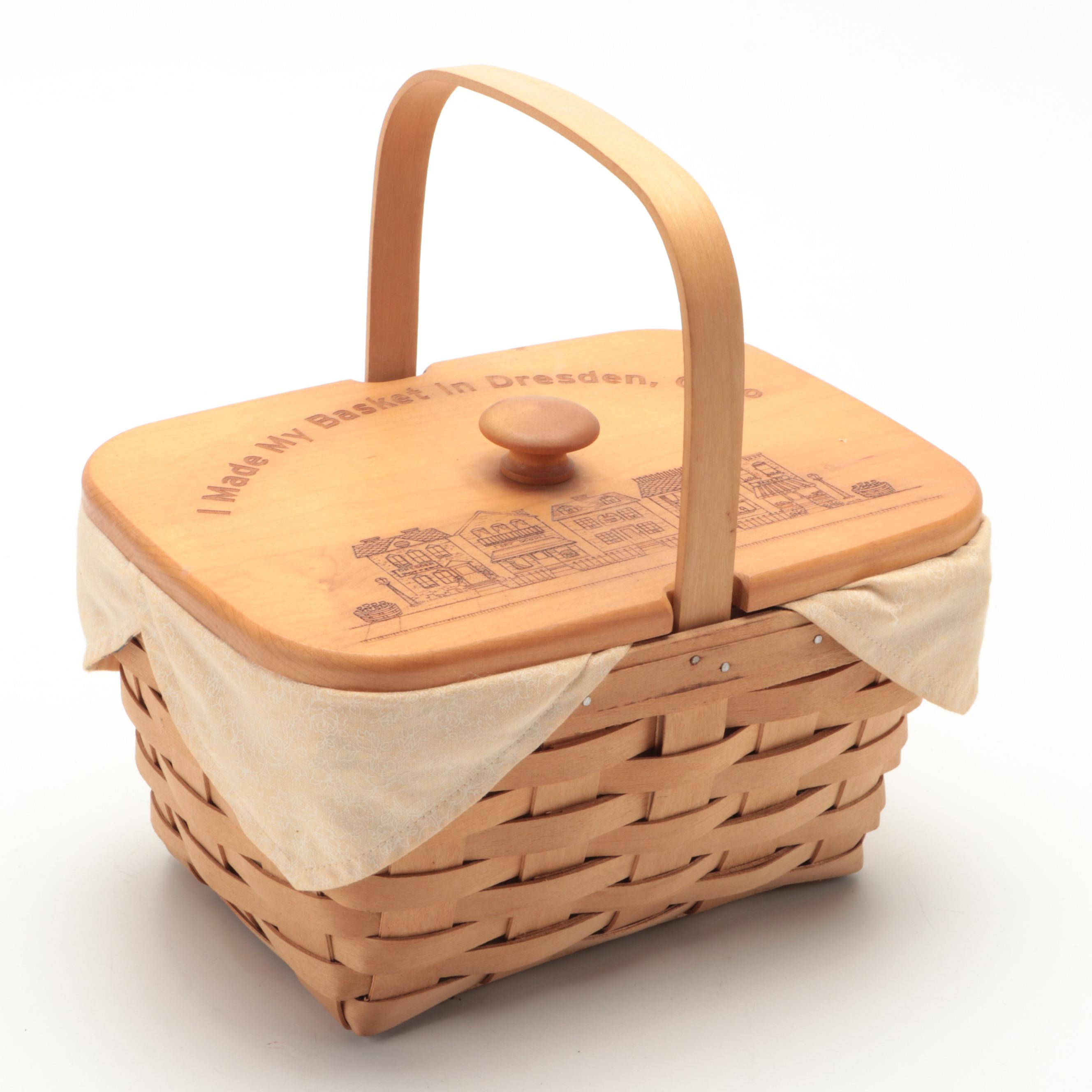 Longaberger White Oak Woven Lidded Baskets